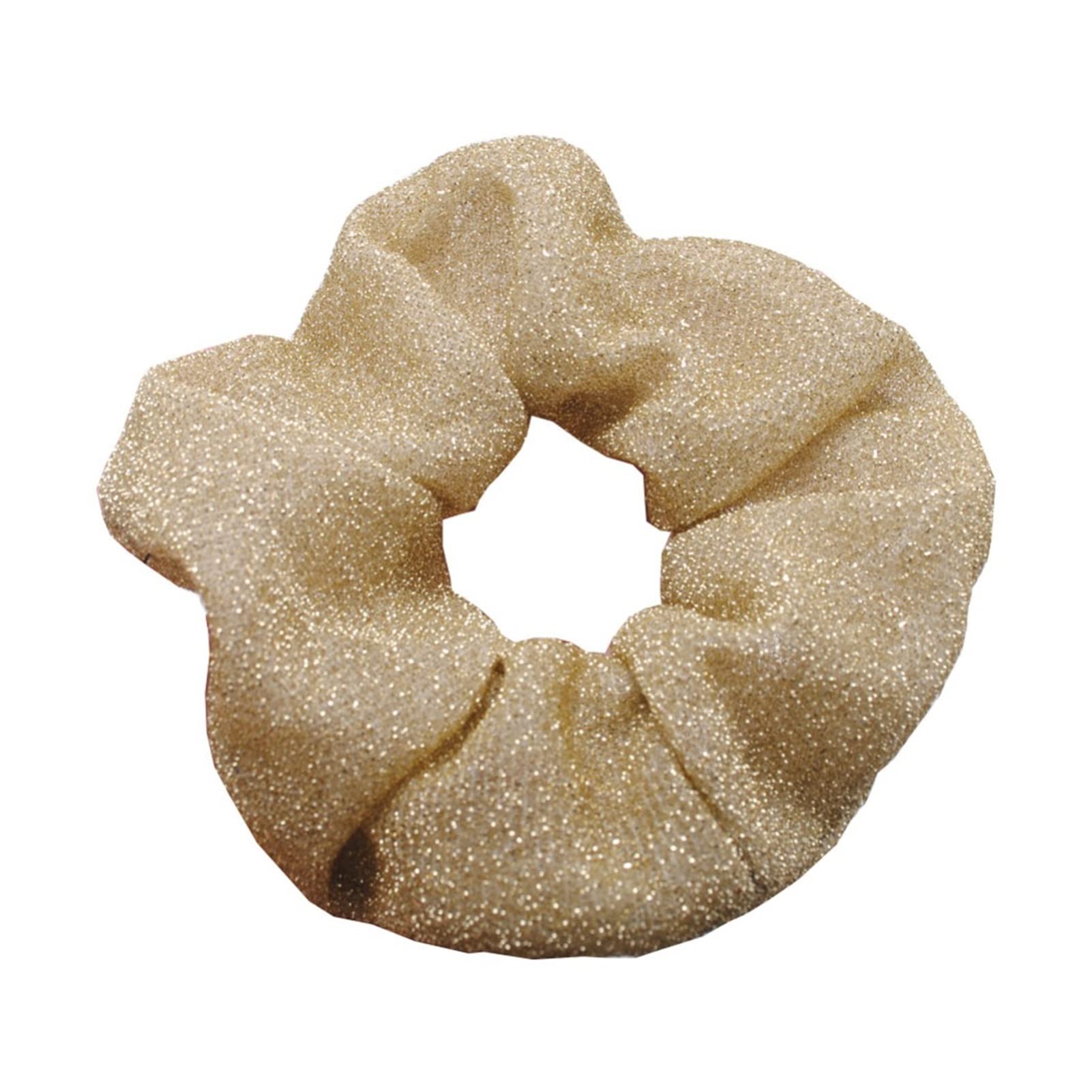 LXRZLS Large Glitter Hair Scrunchies for Women - Silver Elastic Hair Bands, Thick Hair Ties for Ponytails, Buns & Dance - Soft No-Slip Hair Accessories for Everyday, Workouts & Special Occasions