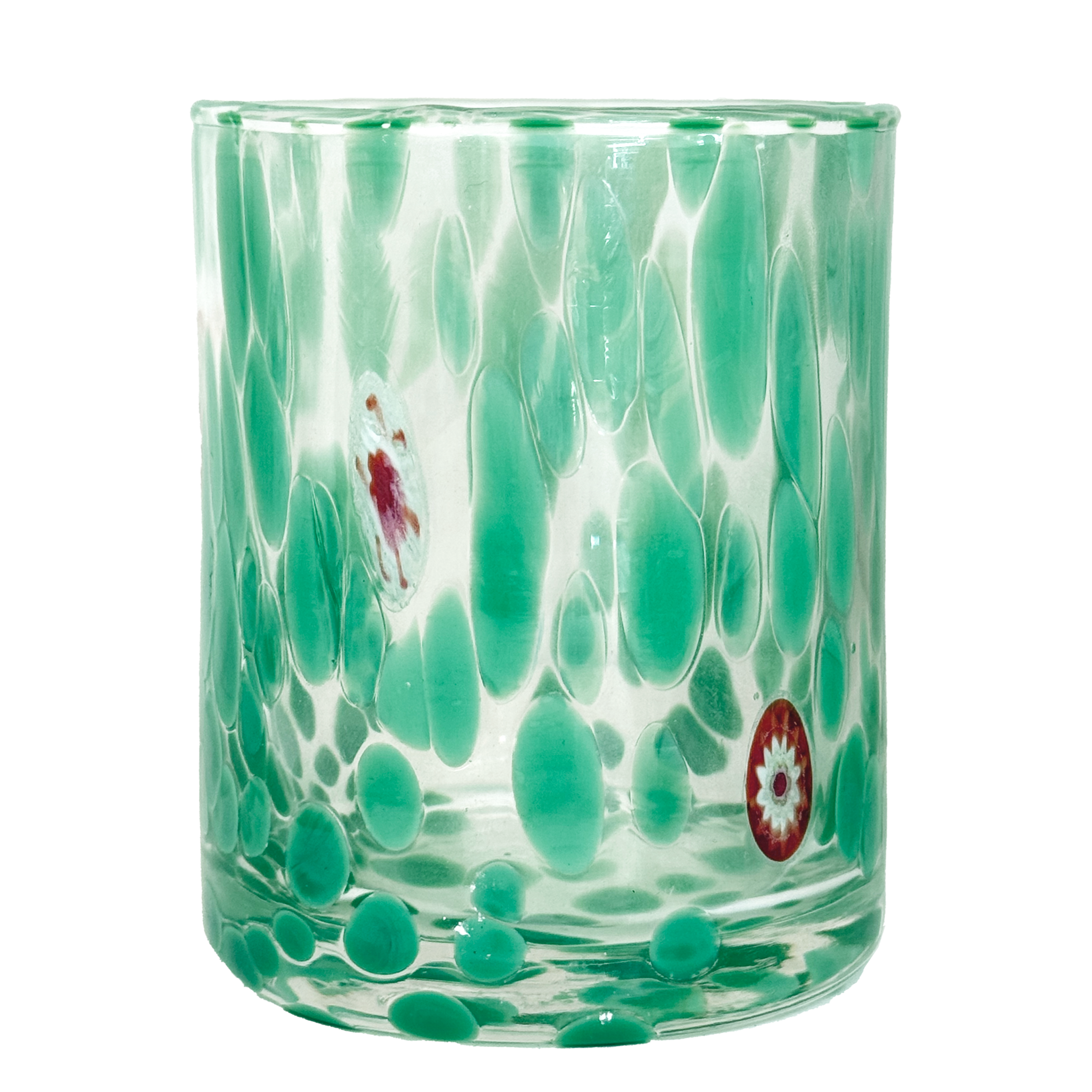 Authentic Murano Glass Straight Drinking Glasses - Elegant Jade Green for Wine, Cocktails & Home Decor