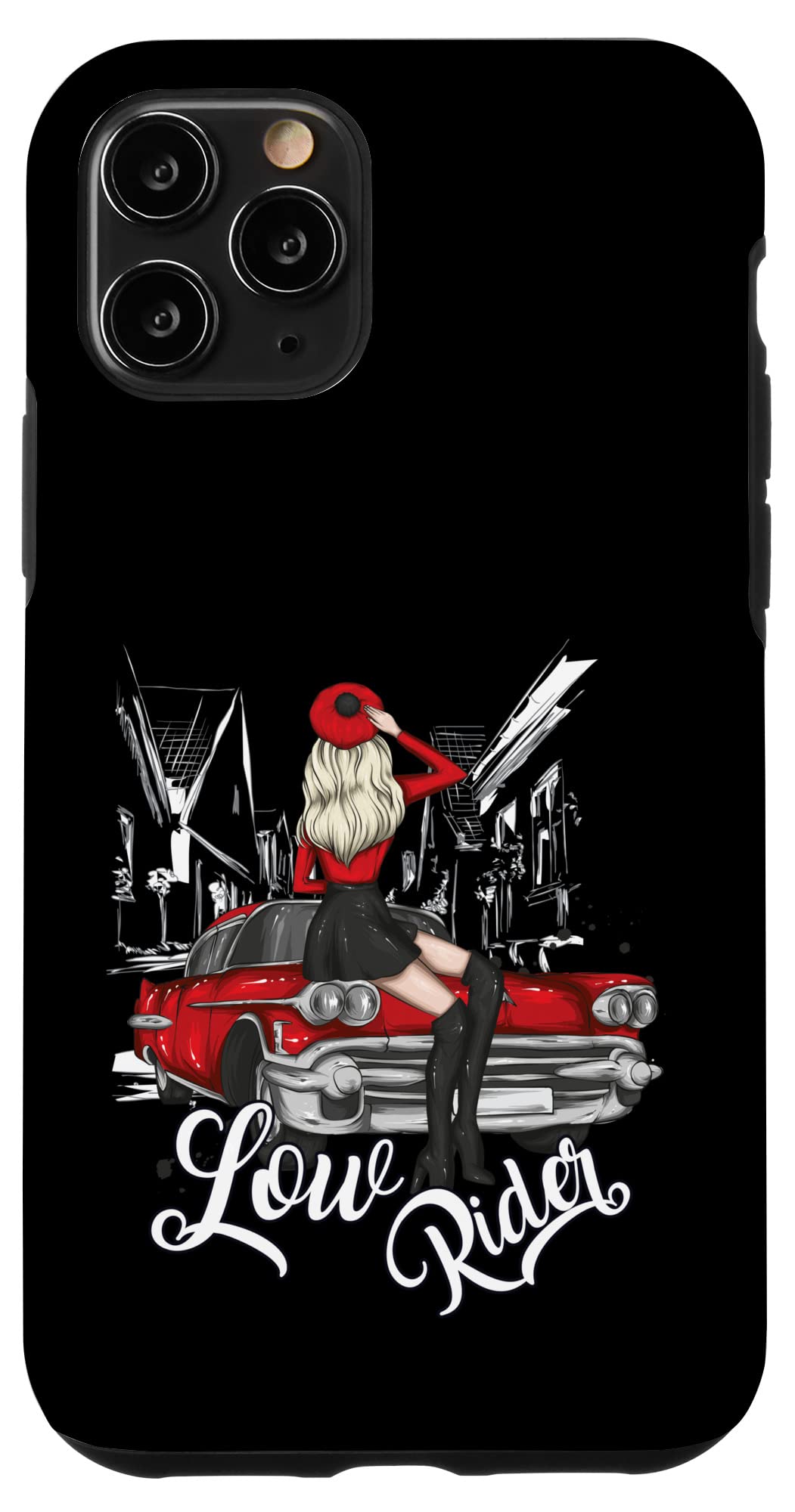 iPhone 11 Pro Case - Lowrider Girl Rockabilly Muscle Car & Hot Rod Engine Design - Durable Protective Phone Cover for Women & Men - Perfect for Car Enthusiasts, Rockabilly Fans & Vintage Style Lovers