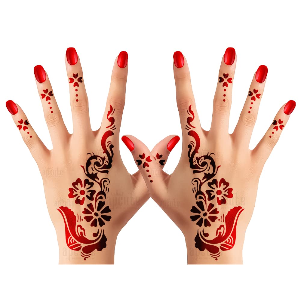 Apcute Mehendi Stencil for Bridal, Girls, Women & Kids - Easy to Use Henna Design Sticker Collection (Design No. HB-169) - Perfect for Weddings, Festivals & DIY Body Art