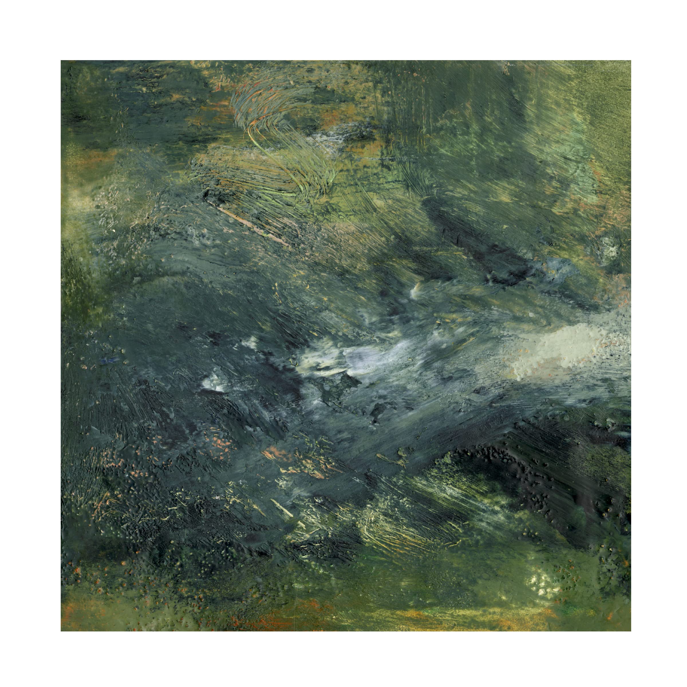 Sharon Gordon 'Encaustic Tile In Green IV' Canvas Wall Art Print - Modern Abstract Green Painting for Living Room, Bedroom & Office Decor