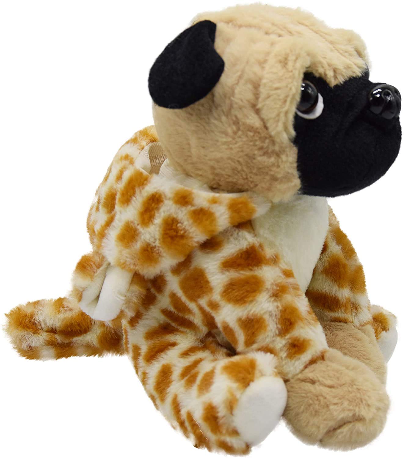 Cute 12-inch Pug Dog Stuffed Animal in Brown Panther Costume - Soft Plush Toy for Kids | Perfect for Cuddling, Birthday Gifts & Nursery Decor