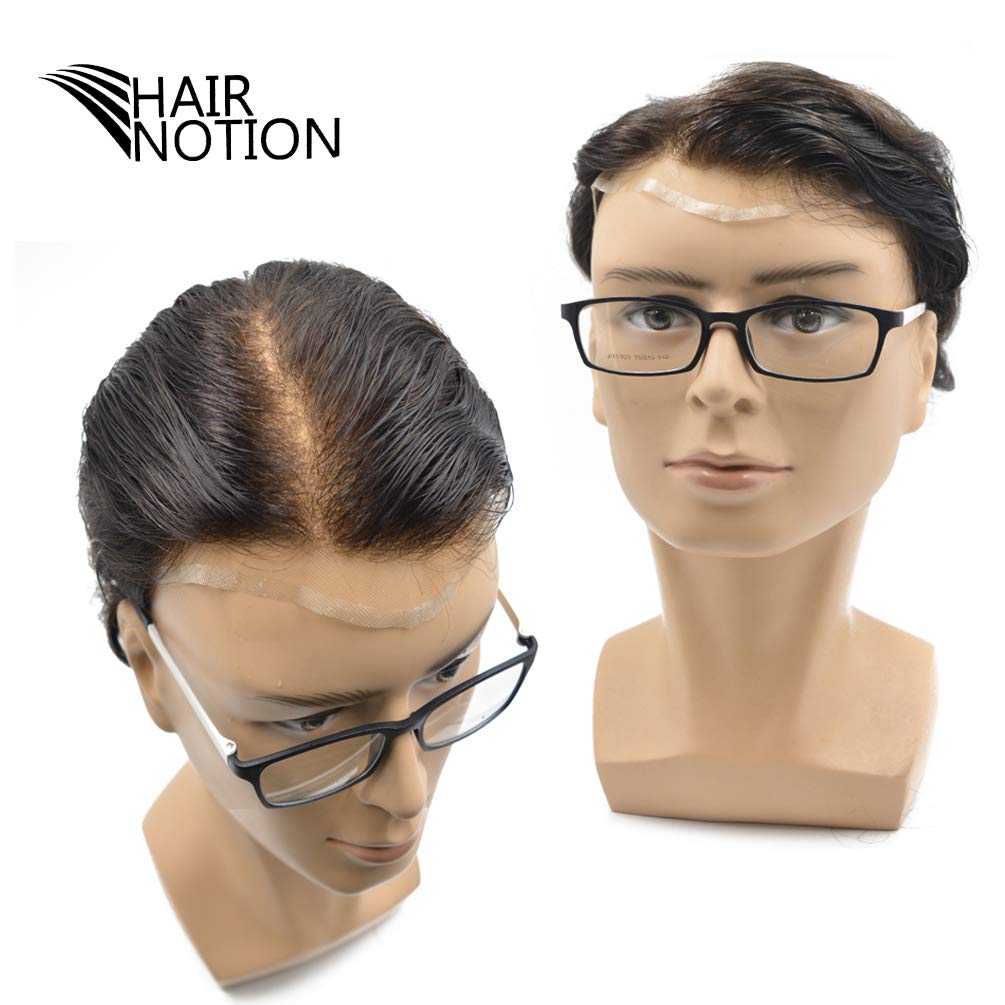 Men's Invisible Hairline Swiss Lace Toupee - 8x10 Real Human Hair Wig in Natural Black 1B | Undetectable Hair System for Thinning Hair & Baldness | Perfect for Daily Wear, Special Occasions & Confidence Boost