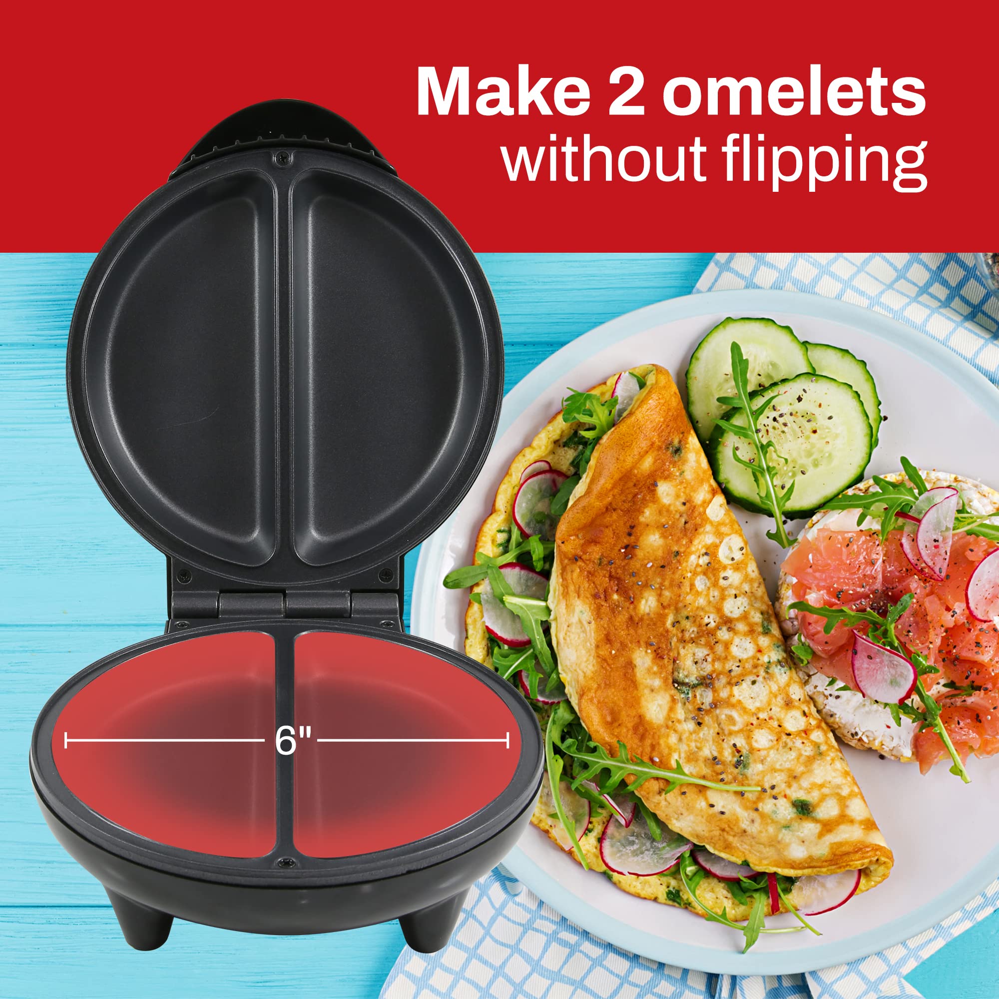 Elite Gourmet EOM205 Non-Stick Omelet Maker - 2 Individual 6.5
