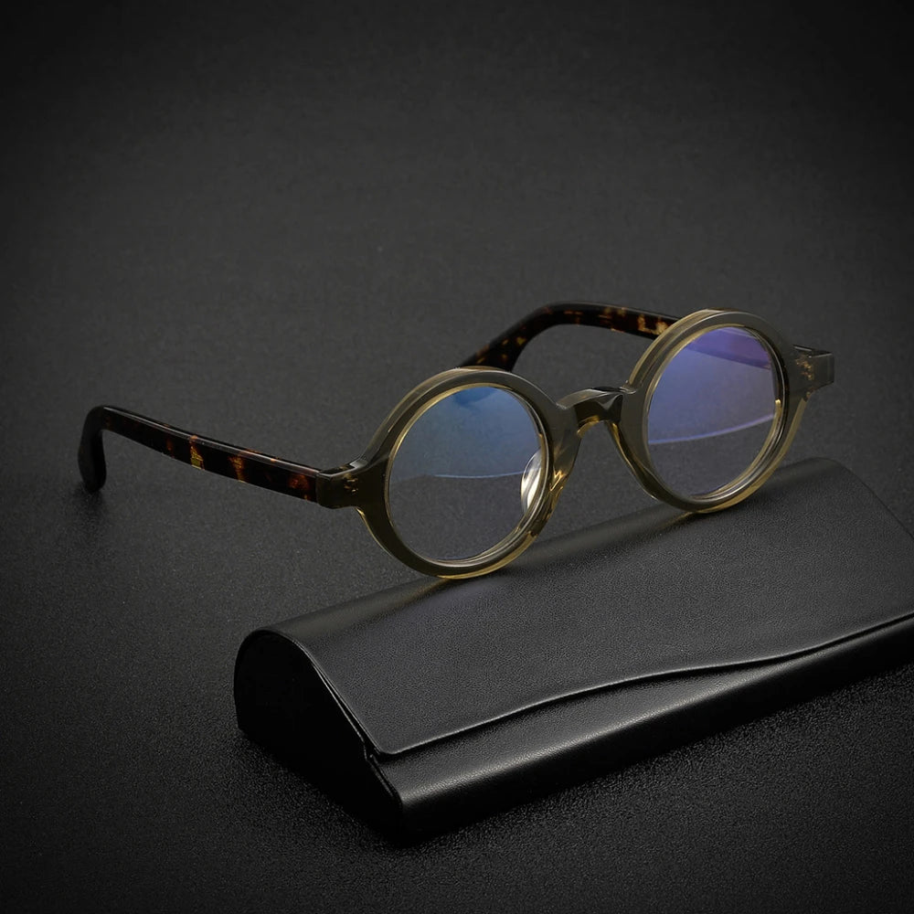 Stylish Black Full Rim Round Acetate Optical Glasses Frame 424221 - Perfect for Reading, Work & Everyday Fashion