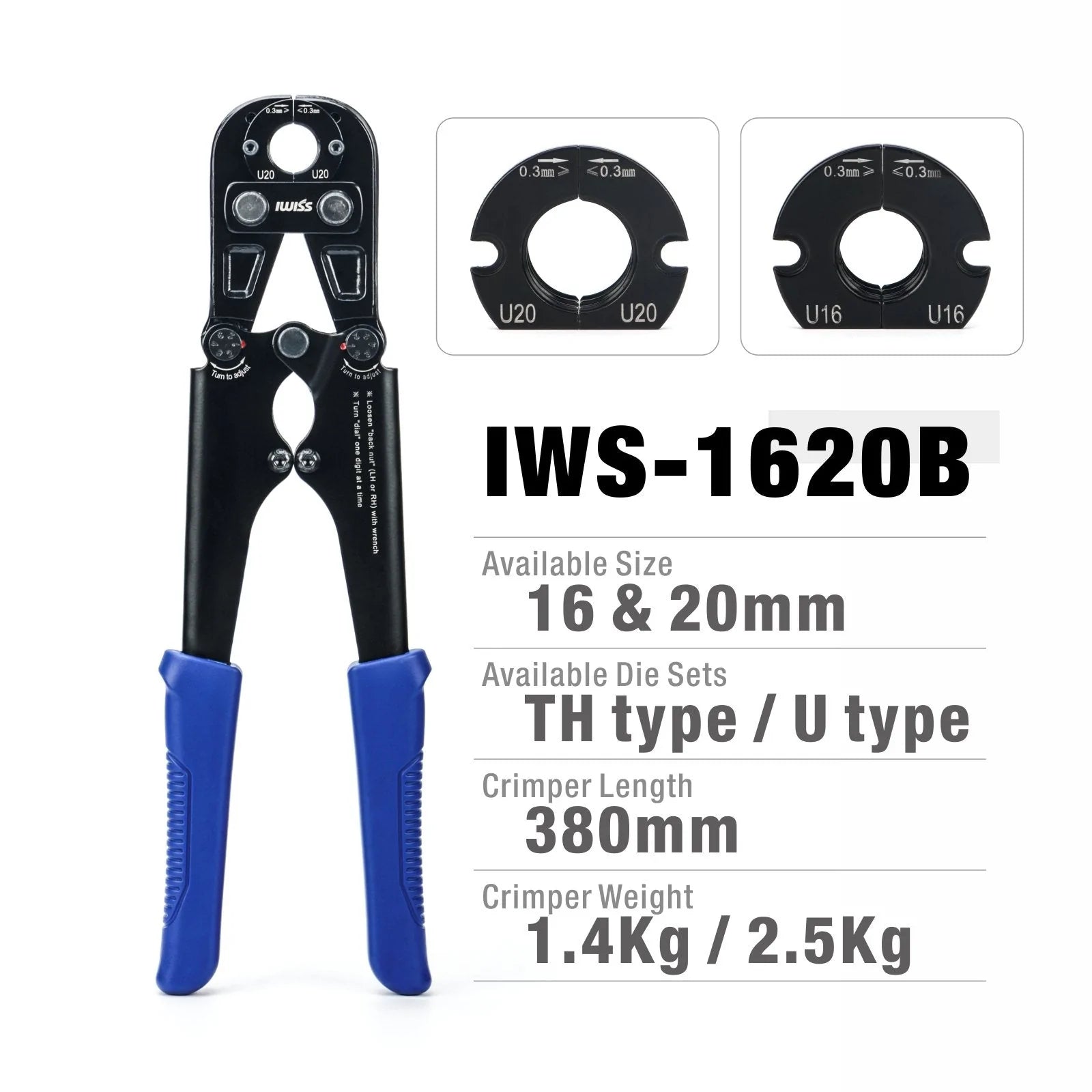 IWS 1620B Mini PEX Pipe Press Tool - Compact & Lightweight Plumbing Tool for Copper, PEX, and Plastic Pipes - Perfect for DIY Home Repairs, Plumbing Installations, and Tight Spaces