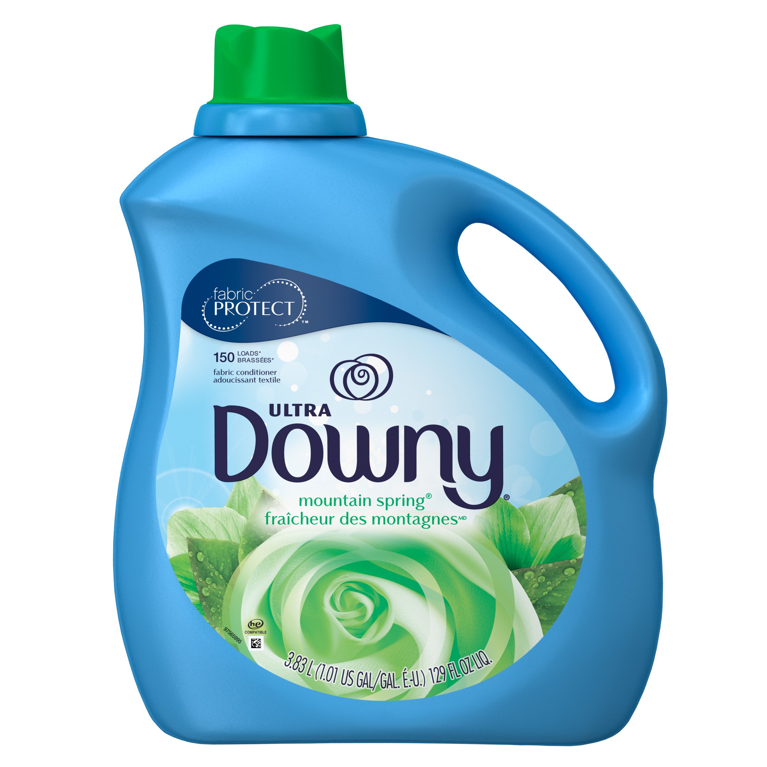 Ultra Downy Fabric Conditioner - Mountain Spring Scent, 129 Fl oz (Pack of 4) | Liquid Fabric Softener for Clothes, Laundry Detergent Booster | Perfect for Softening Towels, Sheets & Everyday Wear