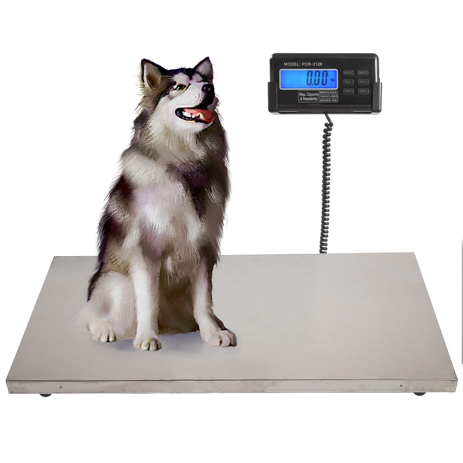 200kg/440lbs Digital Livestock Scale - Heavy Duty Veterinary Pet Scale with Large 103x53cm Stainless Steel Platform - Accurate Weighing for Animals, Dogs, Pigs, Cats, Goats, Cattle & Sheep - Ideal for Farms, Veterinary Clinics, and Livestock Management