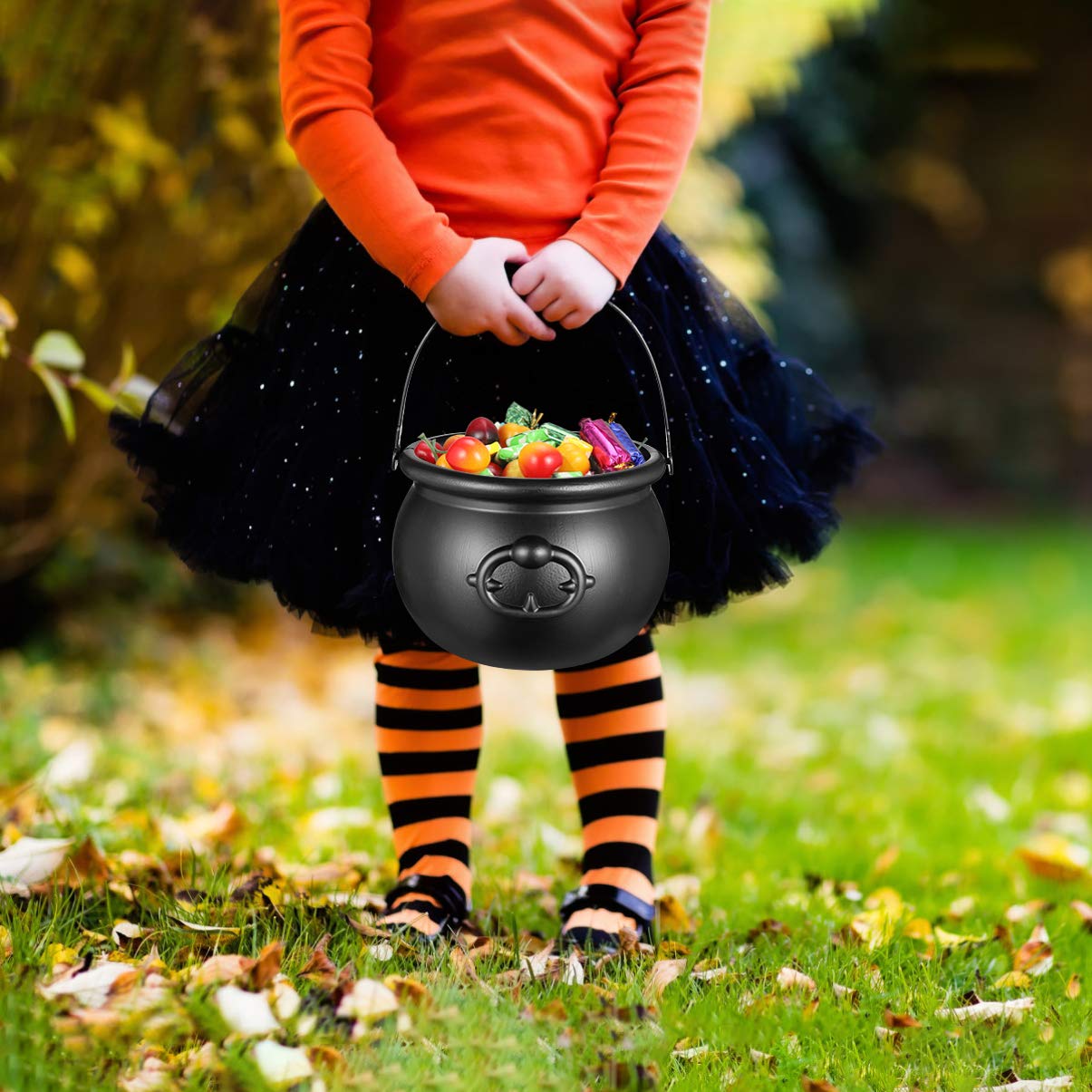 12 PCS Halloween Black Cauldron Candy Buckets - Mini Witch Kettle Treat Containers for Kids Party Favors, Trick or Treat, Classroom Prizes & Halloween Decorations