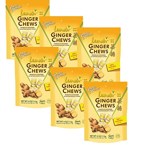 Z. Emma Original Ginger Chews Candy 4oz - Natural Sweet & Spicy Chewy Candy for Morning Sickness & Nausea Relief - Lemon Flavor (6 Pack) | Perfect for Pregnancy, Travel & Digestive Comfort