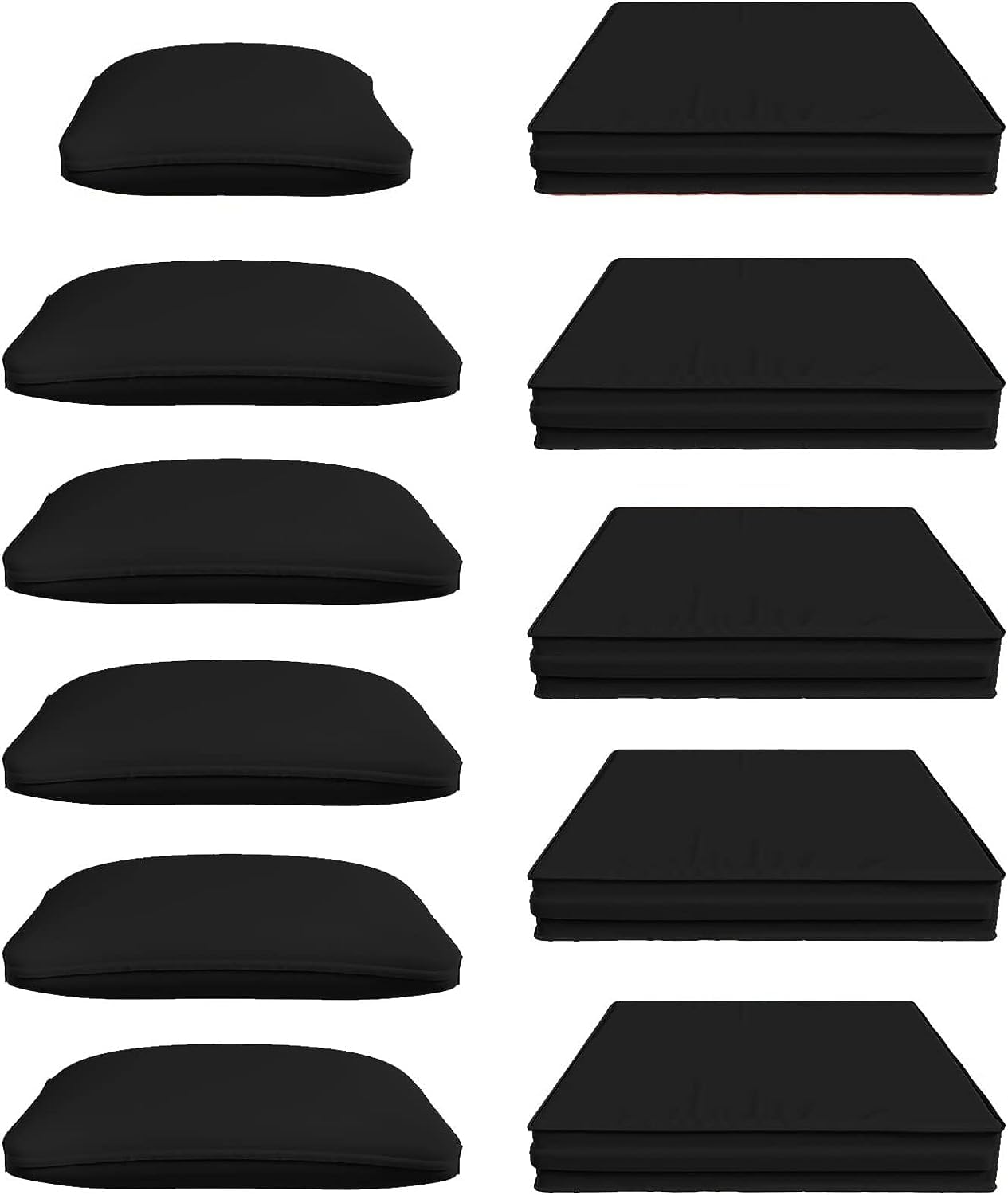 11-Piece Waterproof Outdoor Cushion Covers Set - Durable Zippered Replacement Covers for 6-Piece Patio Furniture (Black) - Perfect for Garden, Deck, Poolside & Outdoor Lounge Areas