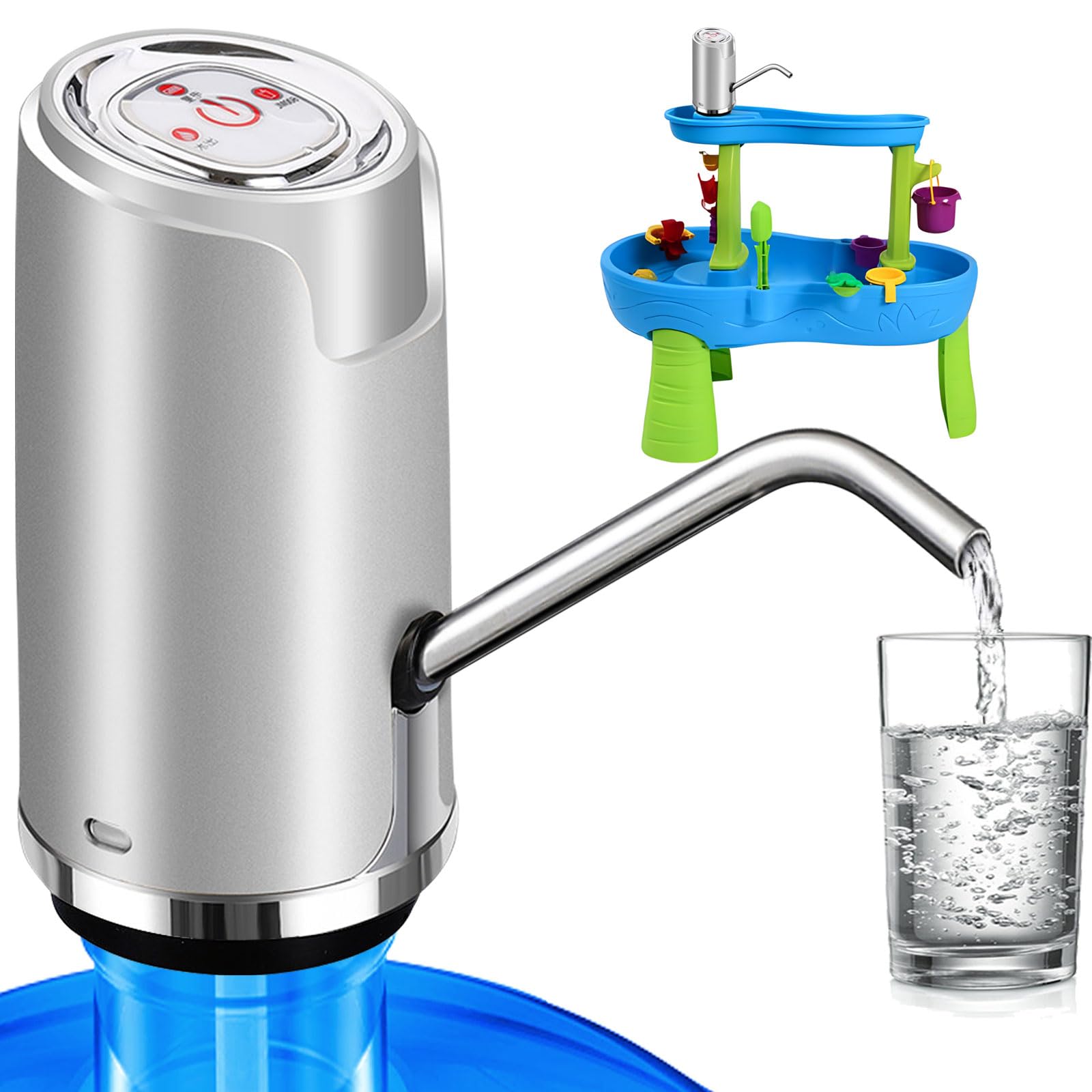 Electric Water Pump for 5 Gallon Bottle - Universal USB Charging Water Dispenser Pump for Home & Office (Silver) | Perfect for Hydration Stations, Camping, and Emergency Preparedness