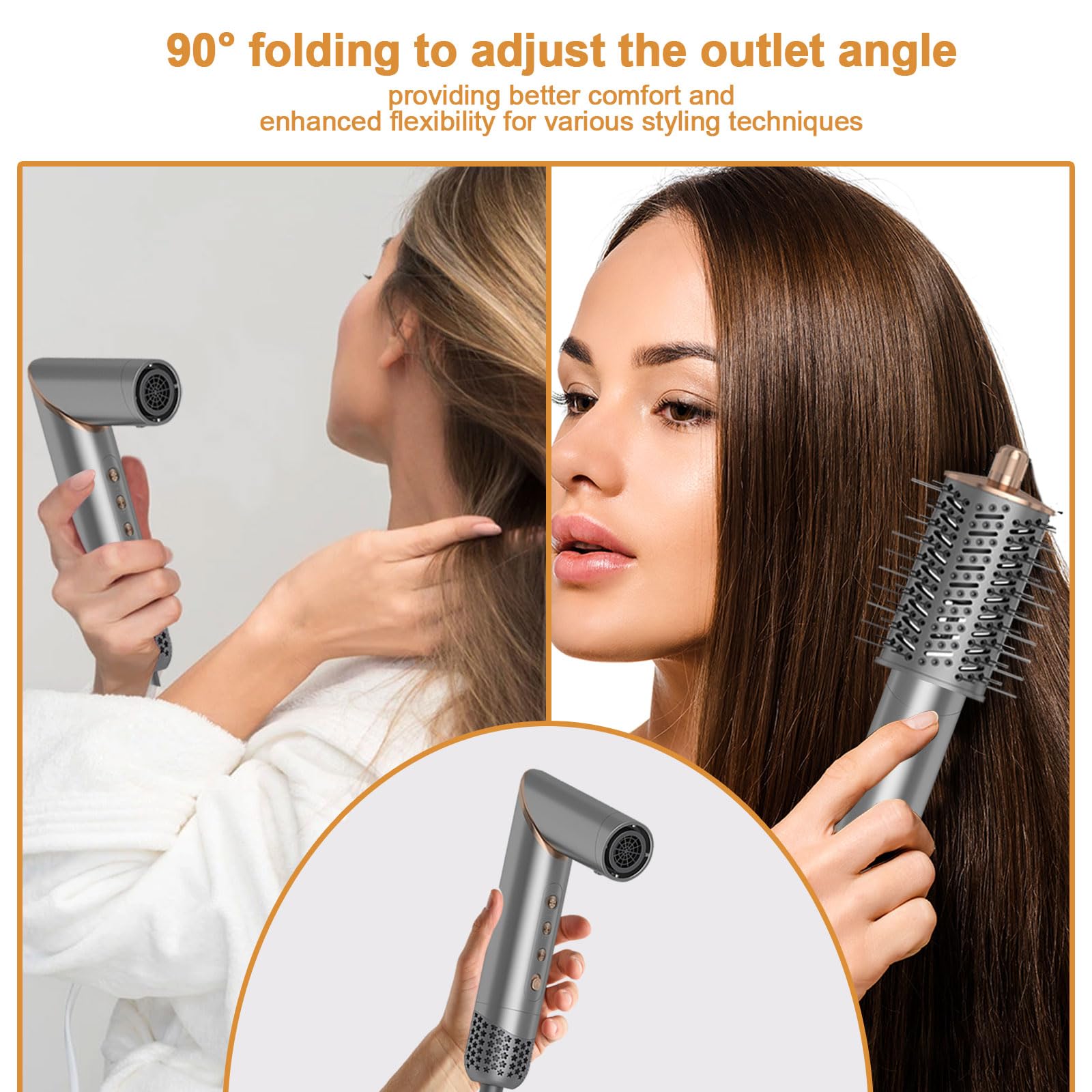 5 in 1 Hair Dryer Brush Set - Ionic Hot Air Styler for Curling, Waves & Straightening | Foldable Blow Dryer for Salon-Volume Blowout | Perfect for Home, Travel & Professional Styling