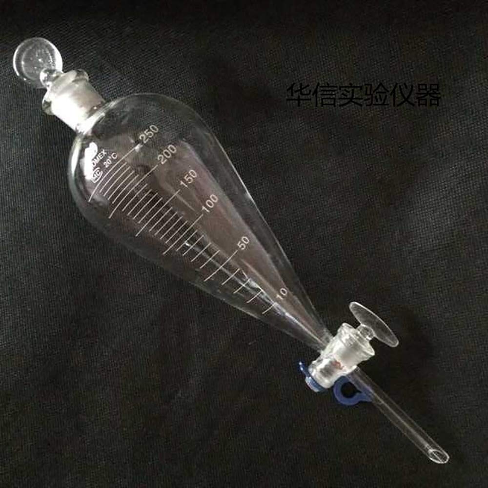 1000ml Glass Graduated Conical Separatory Funnel with Glass Stopcock & Stopper - Lab Equipment for Chemistry, Essential Oil Extraction & Liquid Separation