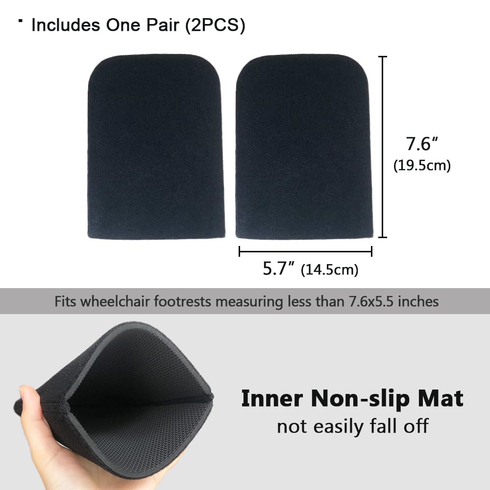 Non-Slip Wheelchair Footrest Covers for Elderly & Disabled - Soft Footplate Protector Pads with Leg Rest Cushion (1 Pair) - Ideal for Wheelchairs, Mobility Scooters & Home Care Use