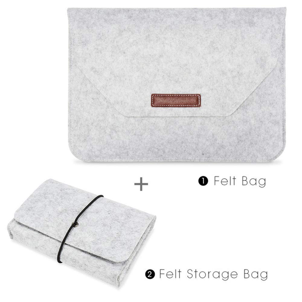 DUXAA Ultra Slim Felt Laptop Sleeve Case for 11-14 Inch MacBook Air Pro, Tablet Protective Bag - Light Gray Business Carrying Case for Work, School & Travel Accessories