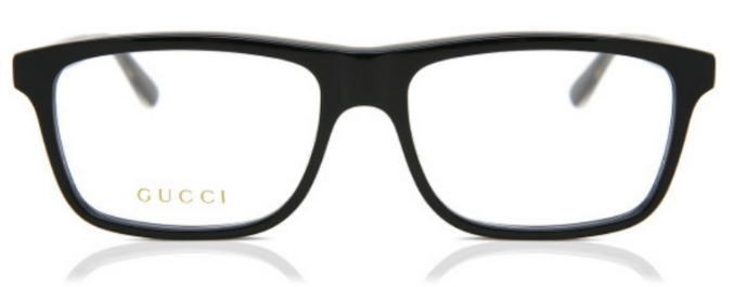 Gucci GG 0384O 001 Shiny Black Rectangular Men's Eyeglasses - Luxury Designer Sunglasses for Men, UV Protection, Fashionable Eyewear for Business, Driving & Everyday Wear