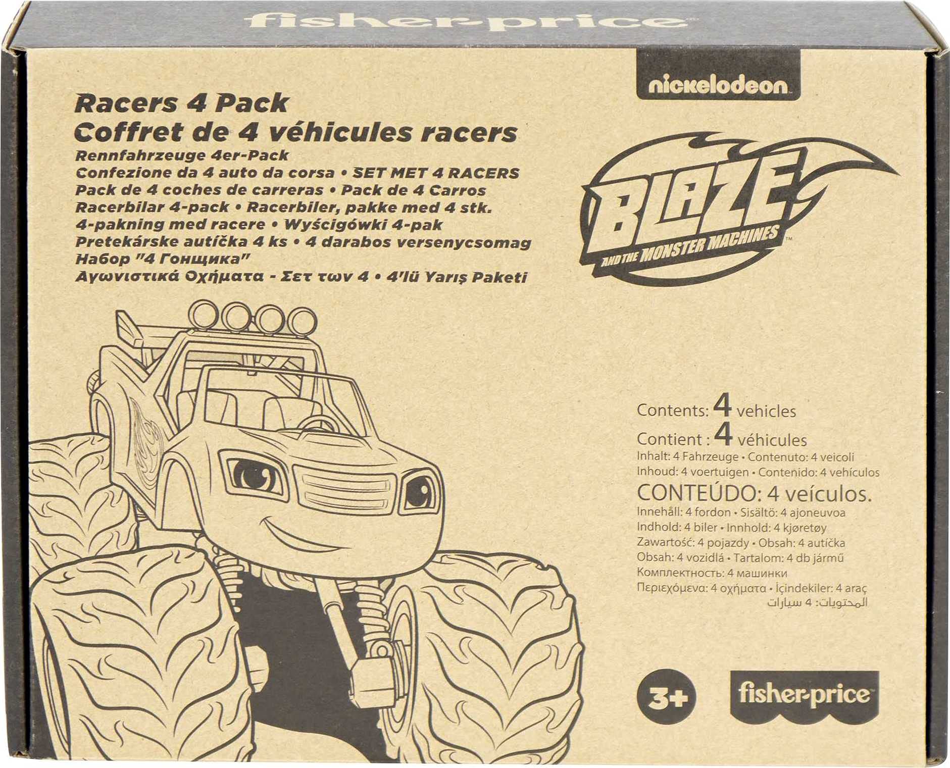 Fisher-Price Blaze and The Monster Machines Diecast Toys 4-Pack - Push-Along Metal Race Cars for Kids Ages 3+, Amazon Exclusive - Perfect for Pretend Play, Racing Adventures & Preschool Learning