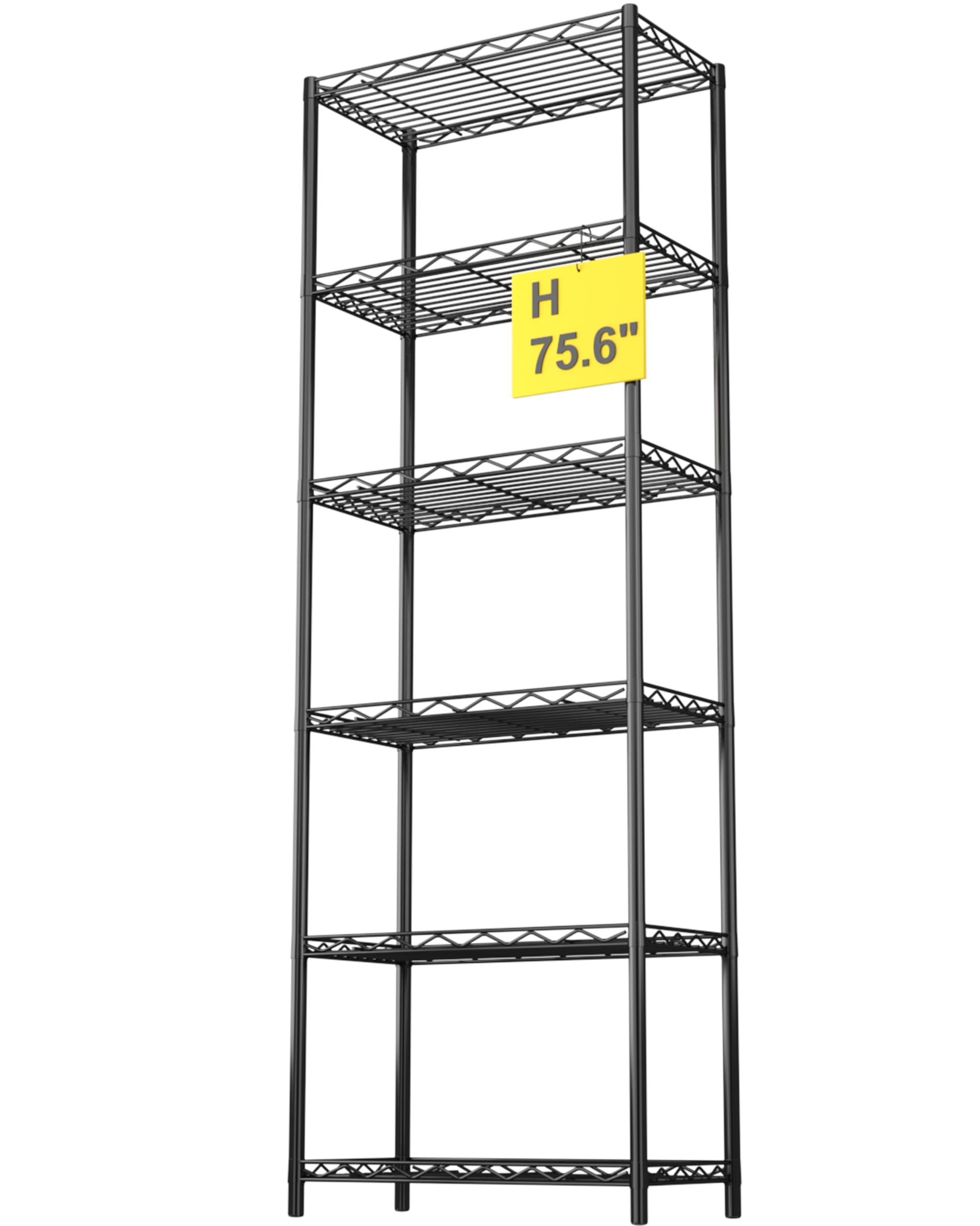 HOMEFORT 6-Tier Heavy Duty Wire Shelving Unit - 6 Shelf Metal Storage Rack for Pantry, Closet, Kitchen & Laundry Organization - Durable Space Saving Organizer (Black) - Ideal for Home Storage, Garage Shelving & Commercial Use