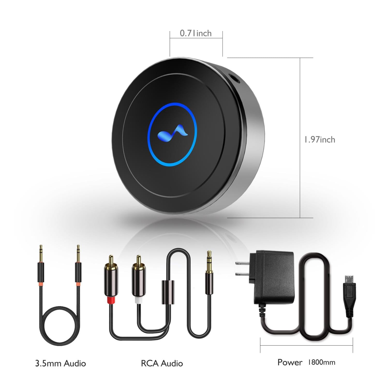 Bluetooth 5.0 Audio Receiver - Wireless Stereo Adapter for Home Speakers, TV, PC | Low Latency HD Sound | Dual Device Pairing | Works with AUX 3.5mm/RCA Input | Perfect for Home Theater, Gaming & Music Streaming
