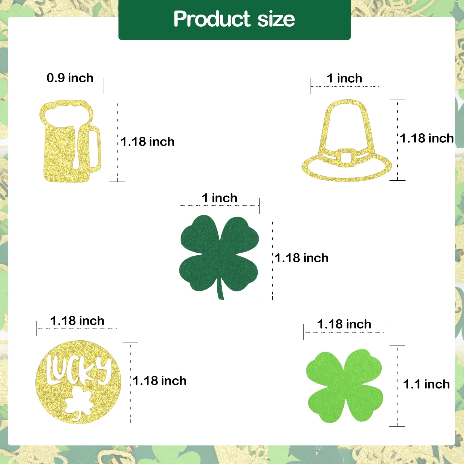 200Pcs St. Patrick's Day Shamrock Confetti - Green Glitter Table Decorations for Party Supplies, Irish Themed Celebrations, DIY Crafts & Home Decor