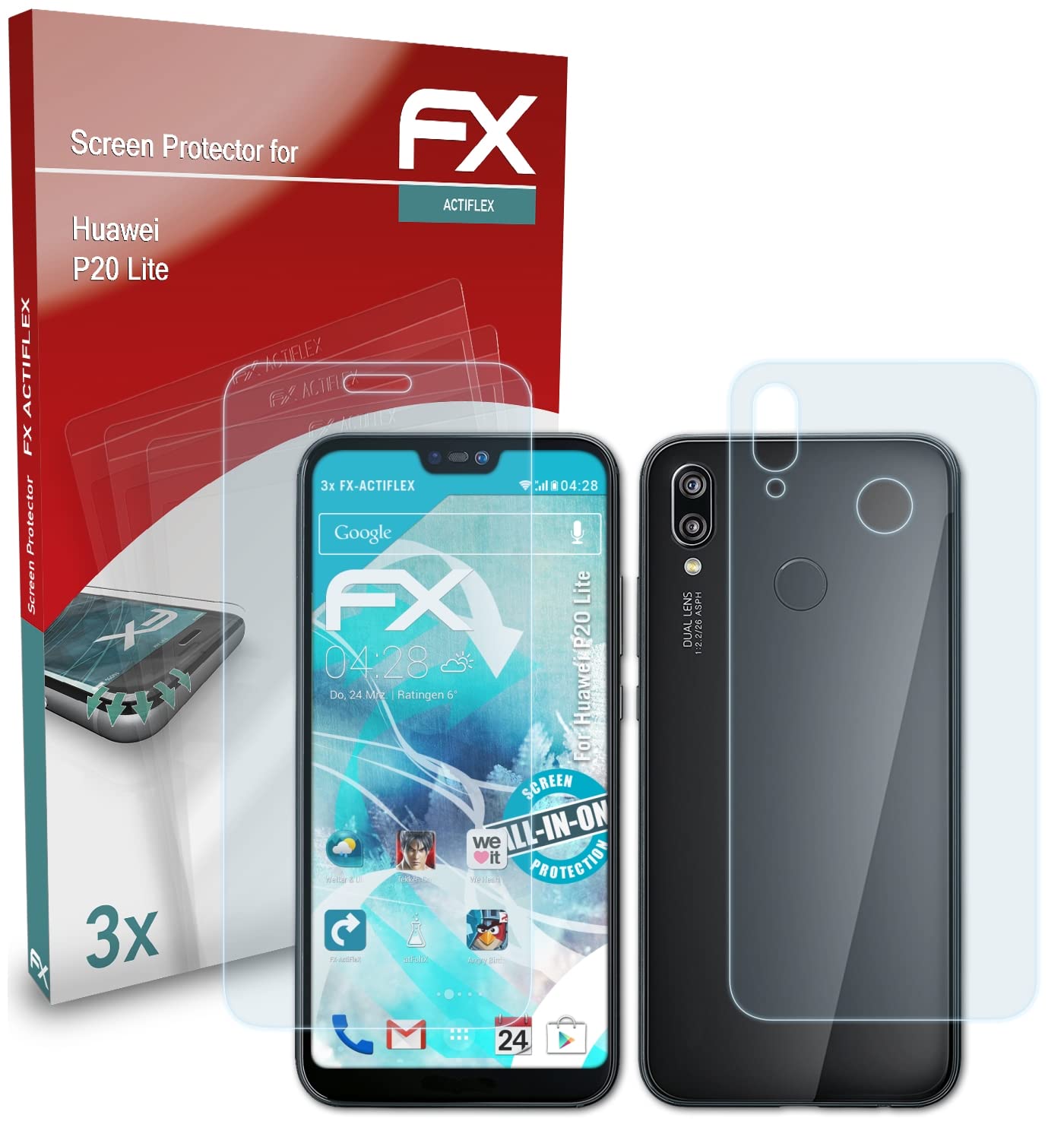 Huawei P20 Lite Screen Protector - 3 Pack Ultra Clear Flexible HD Tempered Glass Film for Scratch & Impact Protection - Perfect for Work, Travel & Daily Use