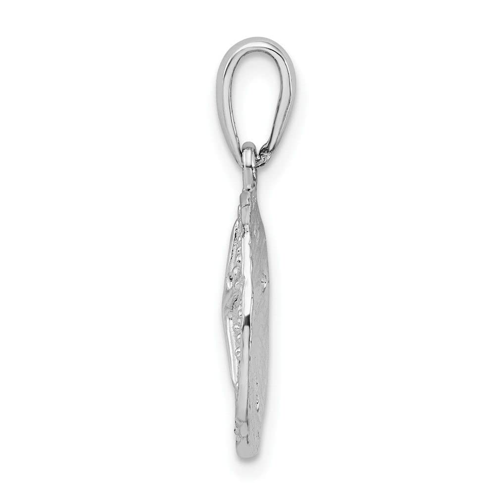 QC10093 Sterling Silver Small Sand Dollar Pendant - Polished & Textured Finish | Perfect for Beach-Themed Jewelry, Gift Giving & Everyday Wear