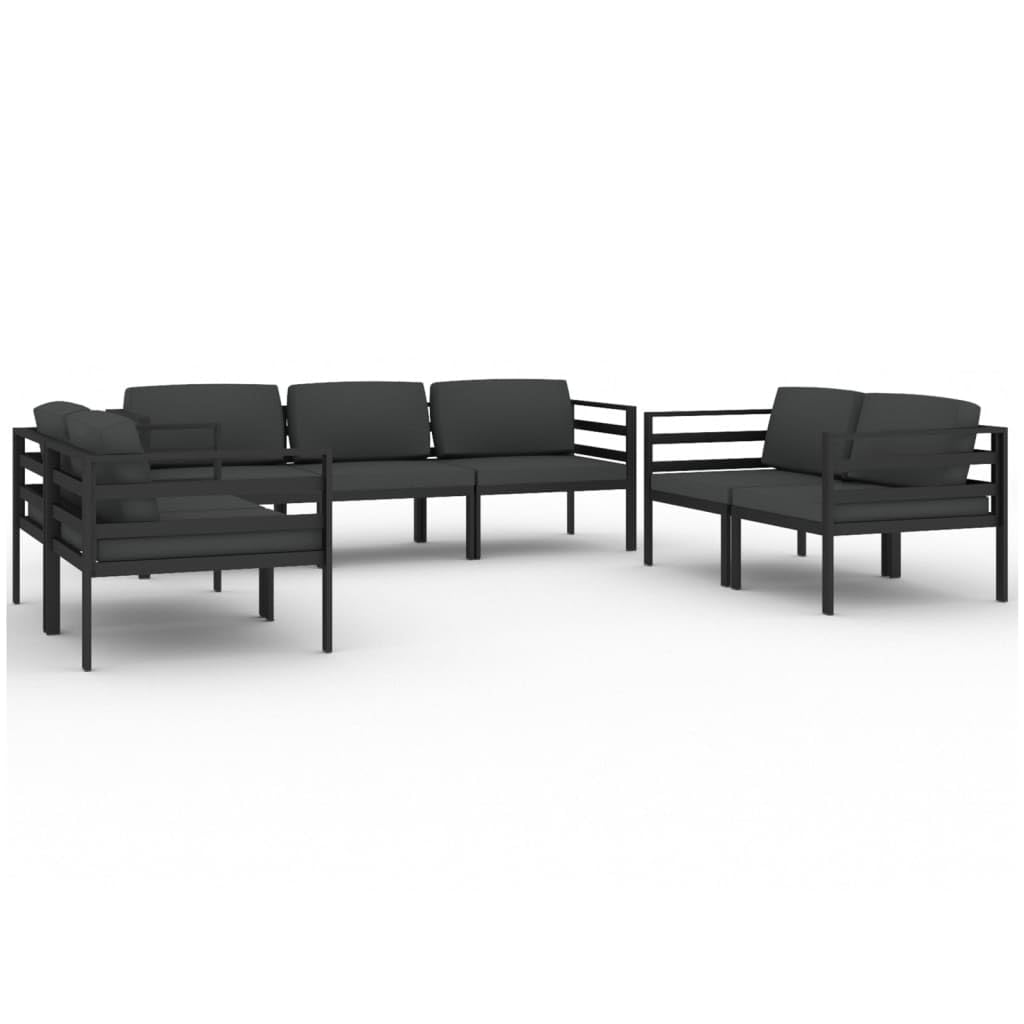 vidaXL 7-Piece Modular Patio Lounge Set - Aluminum Frame with Comfort Cushions & Weather-Resistant Design - Modern Outdoor Furniture for Backyard, Poolside & Garden Relaxation