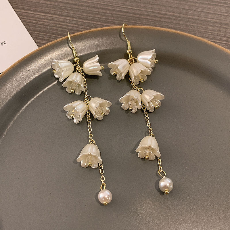 Crystal Tulip Flower Dangle Earrings for Women | Elegant Bohemian Jewelry Gift | HE8620 | Perfect for Weddings, Parties & Everyday Wear