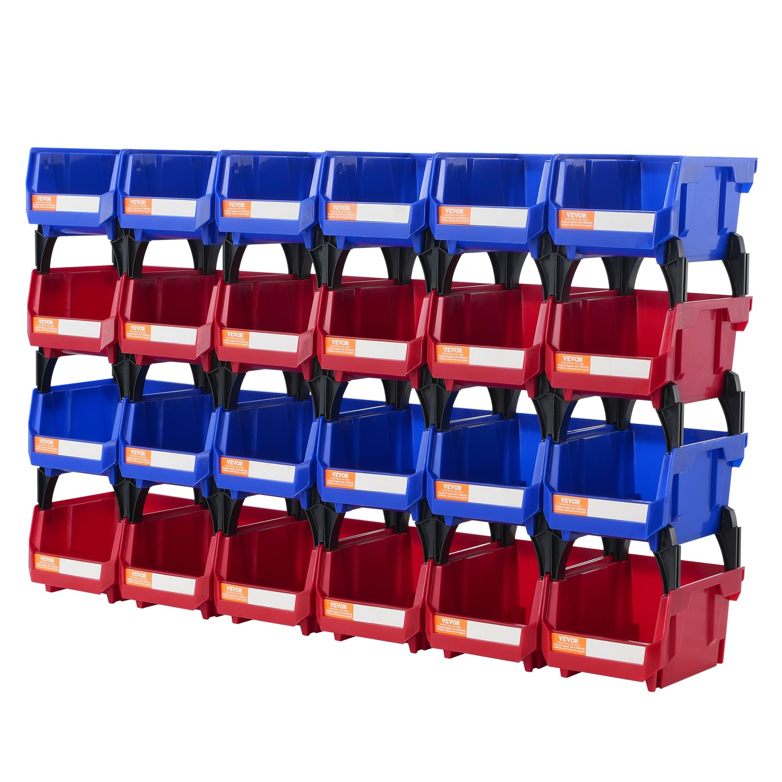 VEVOR 24 Pack Stackable Plastic Storage Bins (5 x 4 x 3 Inch) - Heavy Duty Hanging Organizer Containers for Closet, Garage, Office & Small Parts Storage | Perfect for Home Organization, Workshop Tools & Craft Supplies