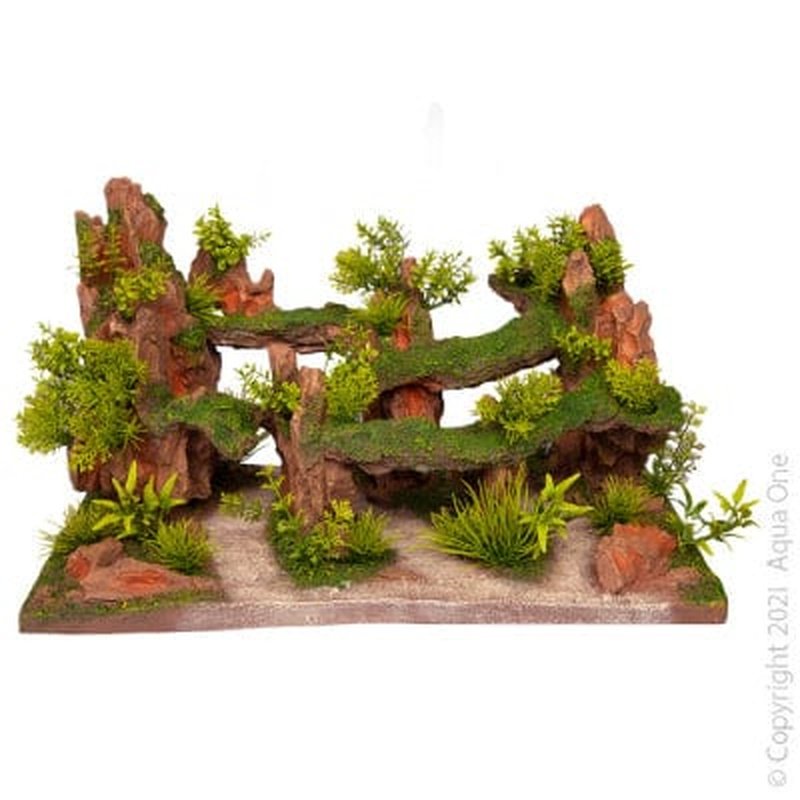 Aqua One Ecoscape Rock Garden - Extra Large 37.5 x 20.5 x 22.5cm Aquarium Decor for Fish Tank, Reptile Habitat & Terrarium Setup - Perfect for Aquatic Plants, Betta Fish & Gecko Enclosures