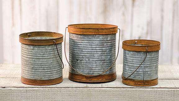 3-Piece Rustic/Galvanized Metal Canister Set for Kitchen Storage - Perfect for Coffee, Tea, Flour & Sugar Organization | Farmhouse & Industrial Home Decor