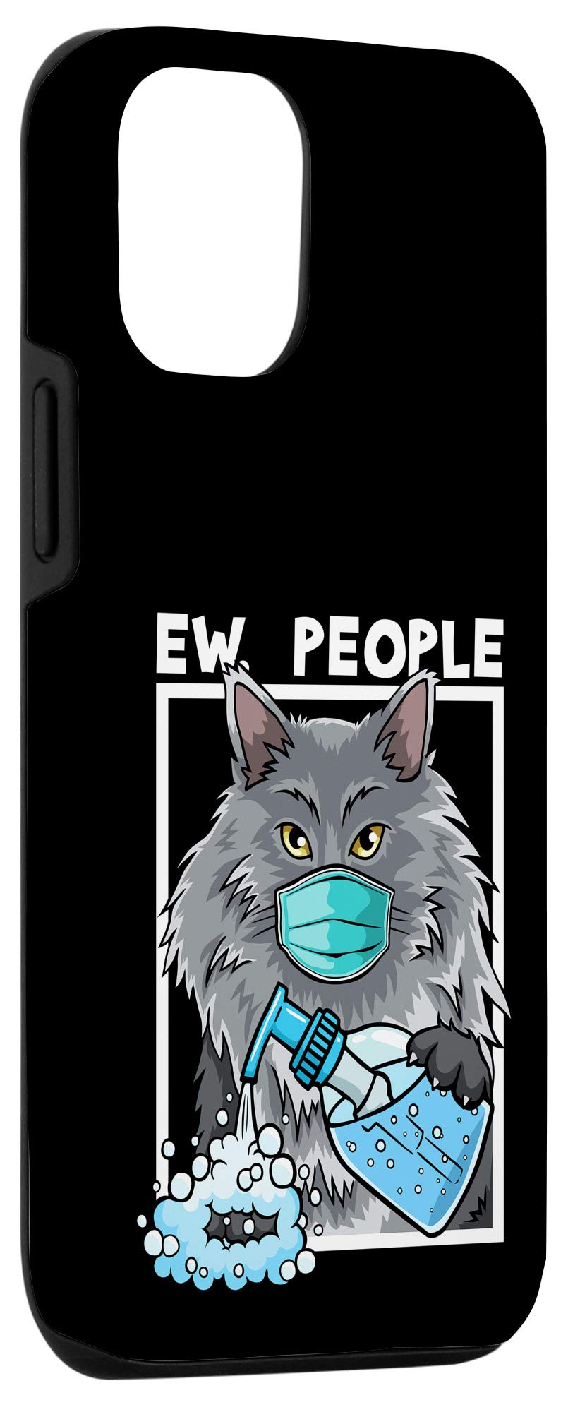iPhone 12/12 Pro Case with Maine Coon Cat Wearing Face Mask & Hand Sanitizer Design - Funny Protective Phone Cover for Daily Use, Work, and Travel