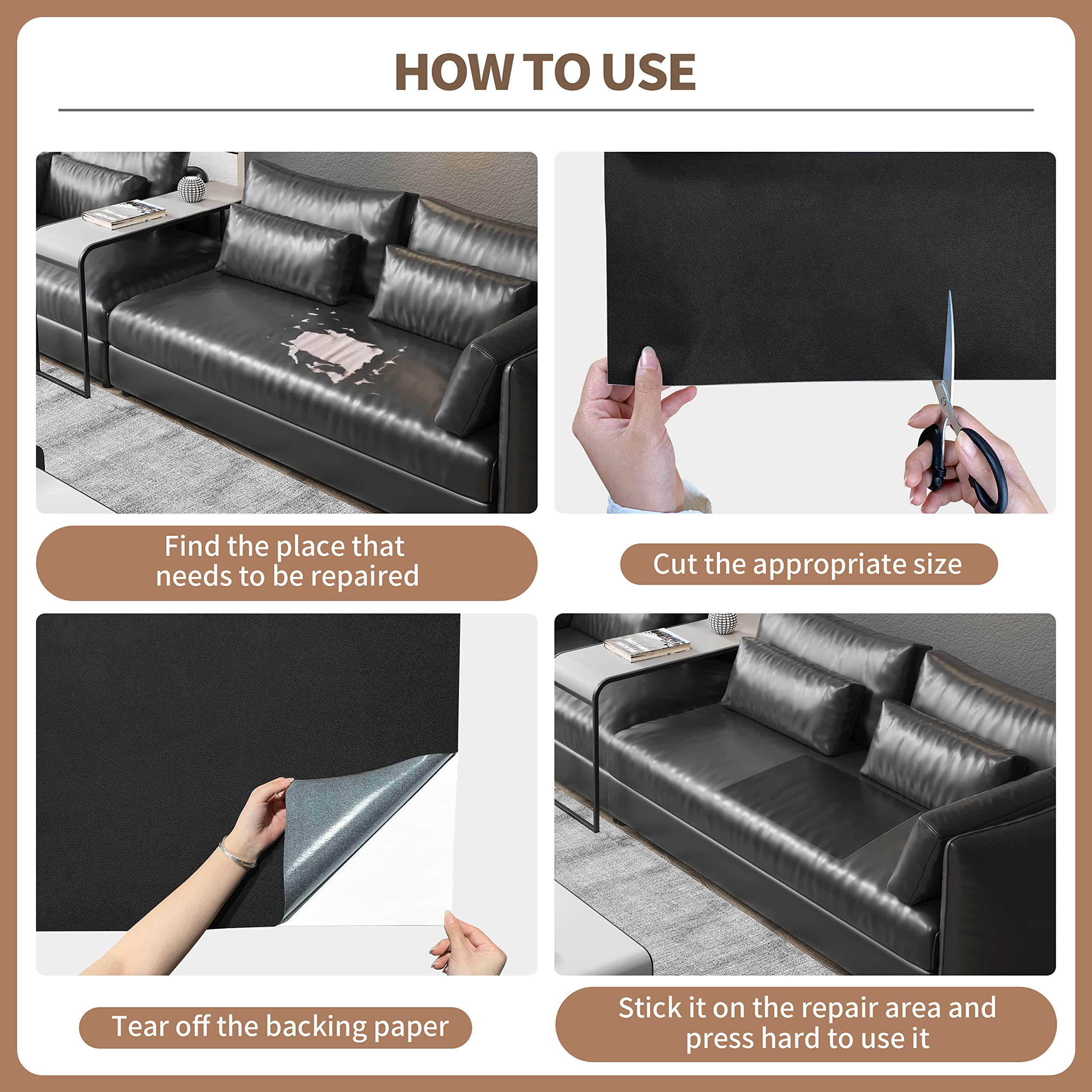ONine Leather Repair Patch - Self-Adhesive Couch Patch (16x60 Inch) | Scratch Cover for Sofas, Car Seats, Handbags & Jackets | Navy Blue | Easy Peel & Stick | Home & Auto Repair Solution