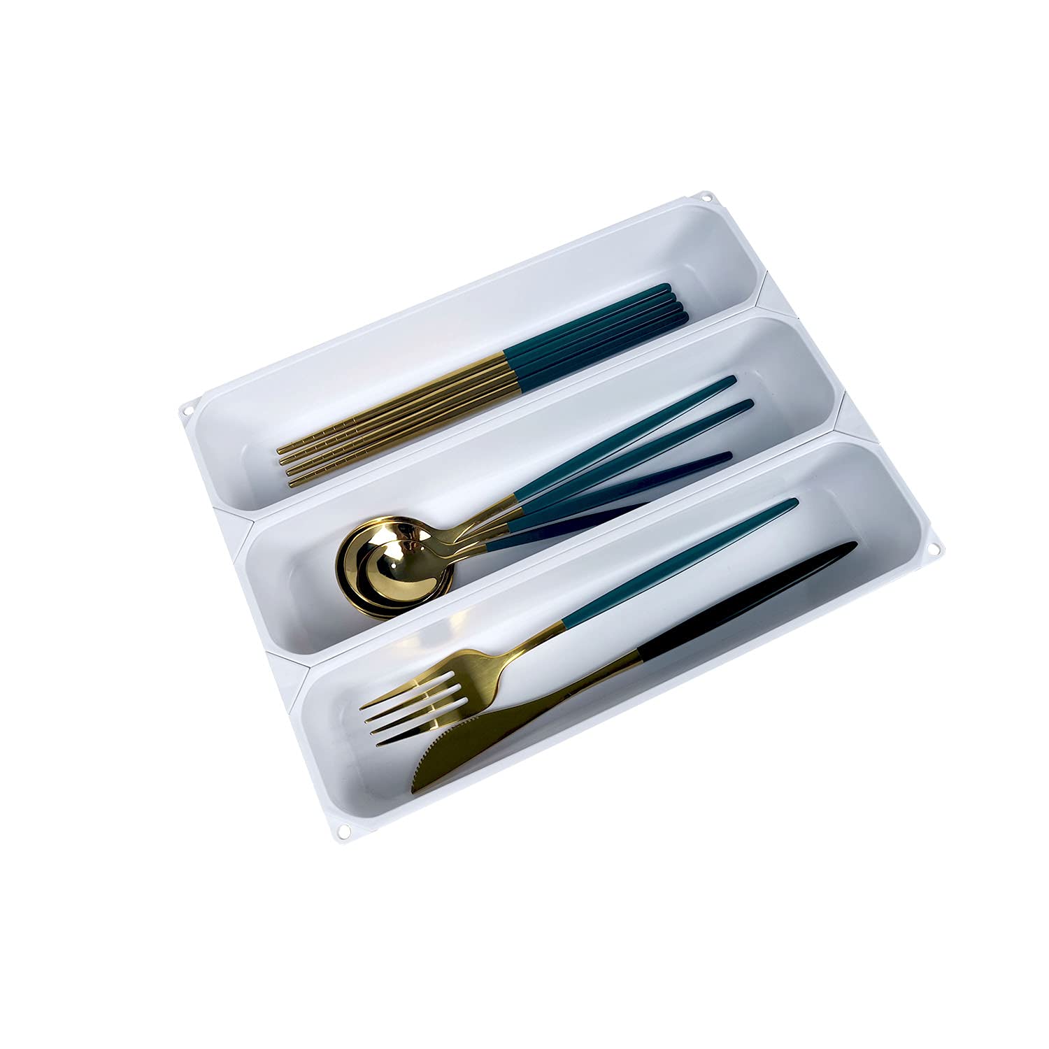 Custom Silverware Tray for Kitchen Drawer - 7.5 Inches Small Utensil Organizer for Cutlery, Flatware & Knives - DIY White Drawer Insert (10.25