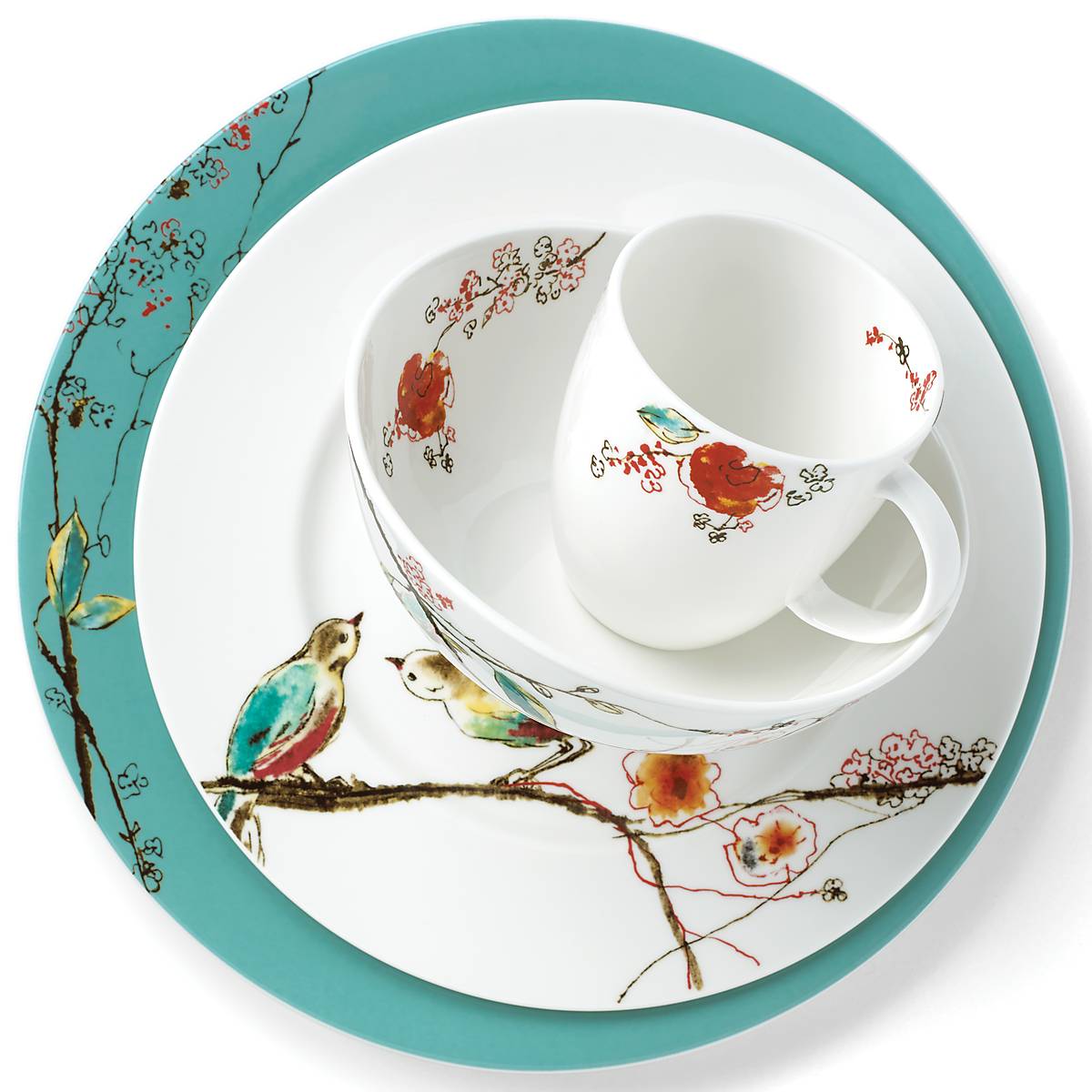 Chirp 4-Piece Dinnerware Set - Elegant Plates & Bowls for Everyday Dining & Entertaining | Perfect for Family Meals, Dinner Parties & Restaurant-Style Presentation