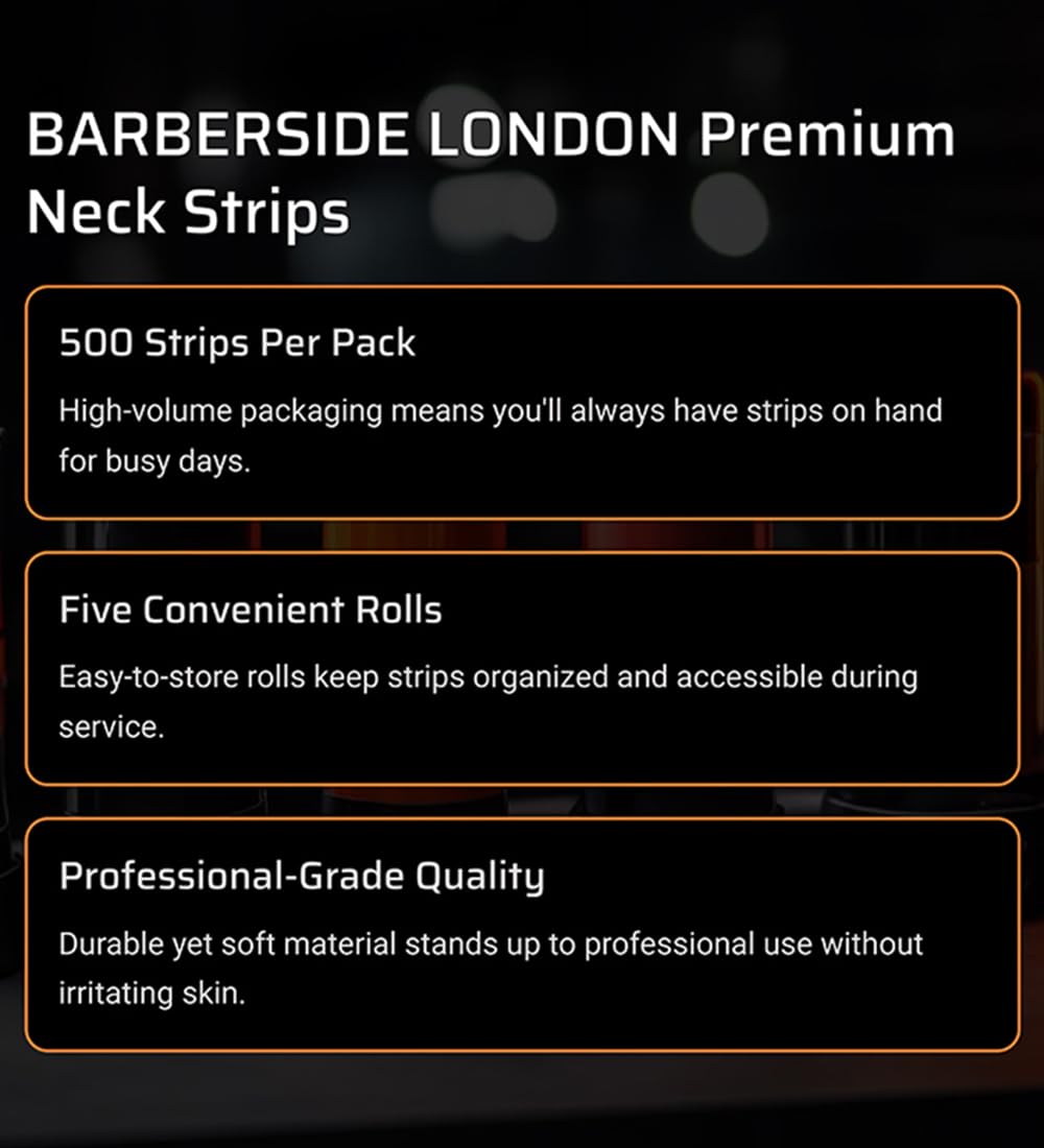 ican Barber Side London Neck Strip Rolls - 5 Rolls Pack | Disposable Barber Neck Strips for Haircuts & Shaves | Salon & Home Grooming Essential