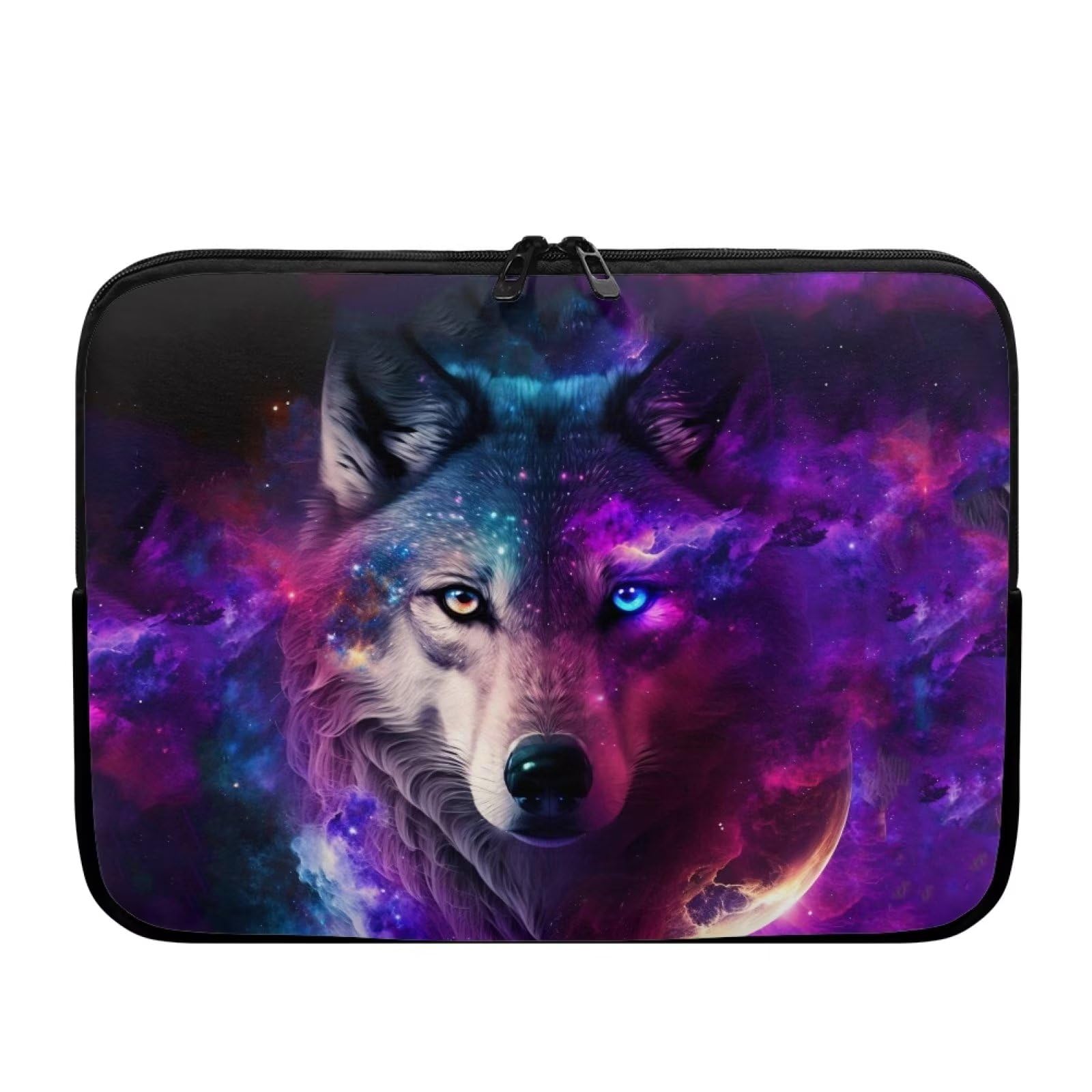 Galaxy Wolf Laptop Sleeve Bag for 17 Inch Laptops - Durable Double Zipper Computer Carrying Case for Men - Perfect for Work, Travel & School Accessories