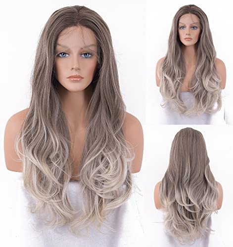Platinum Blonde Ombre Lace Front Wig - Natural Looking Human Hair Wig for Women | Perfect for Cosplay, Parties & Daily Wear