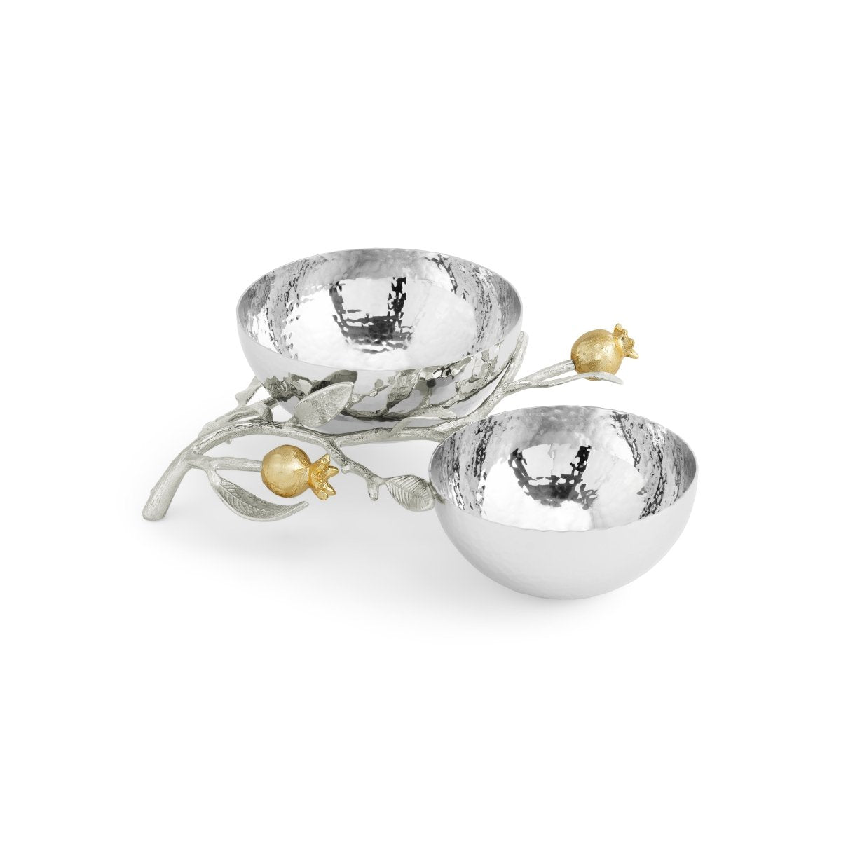 Elegant Pomegranate Silver & Gold Double Bowl Set - Perfect for Fruit Serving, Candy Display & Home Decor - Ideal for Parties, Weddings & Holiday Gatherings