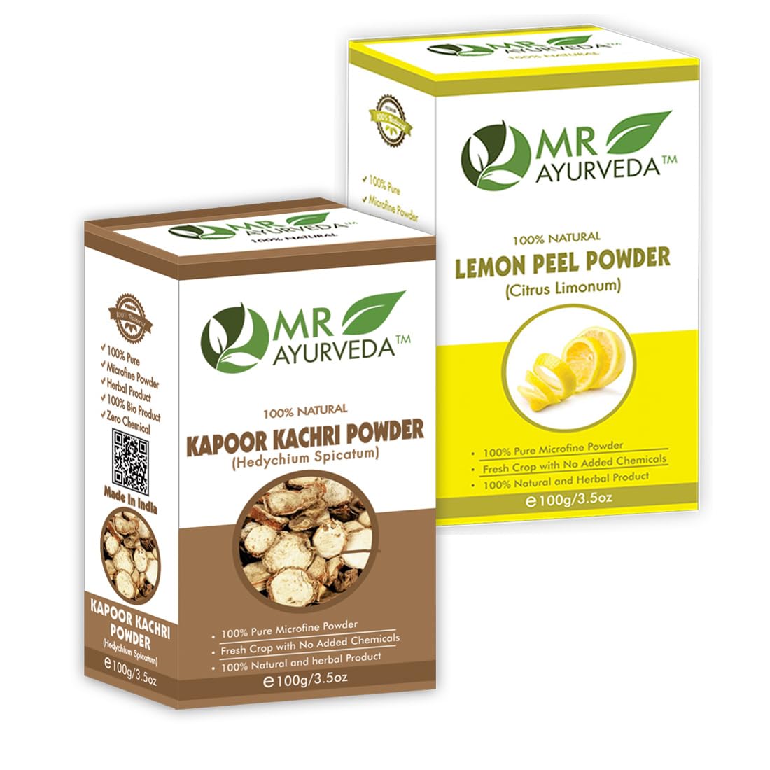 MR Ayurveda Kapoor Kachri Powder & Lemon Peel Powder - 2 Pack (200g Each) | Natural Skin Care & Hair Treatment | DIY Face Masks & Ayurvedic Remedies