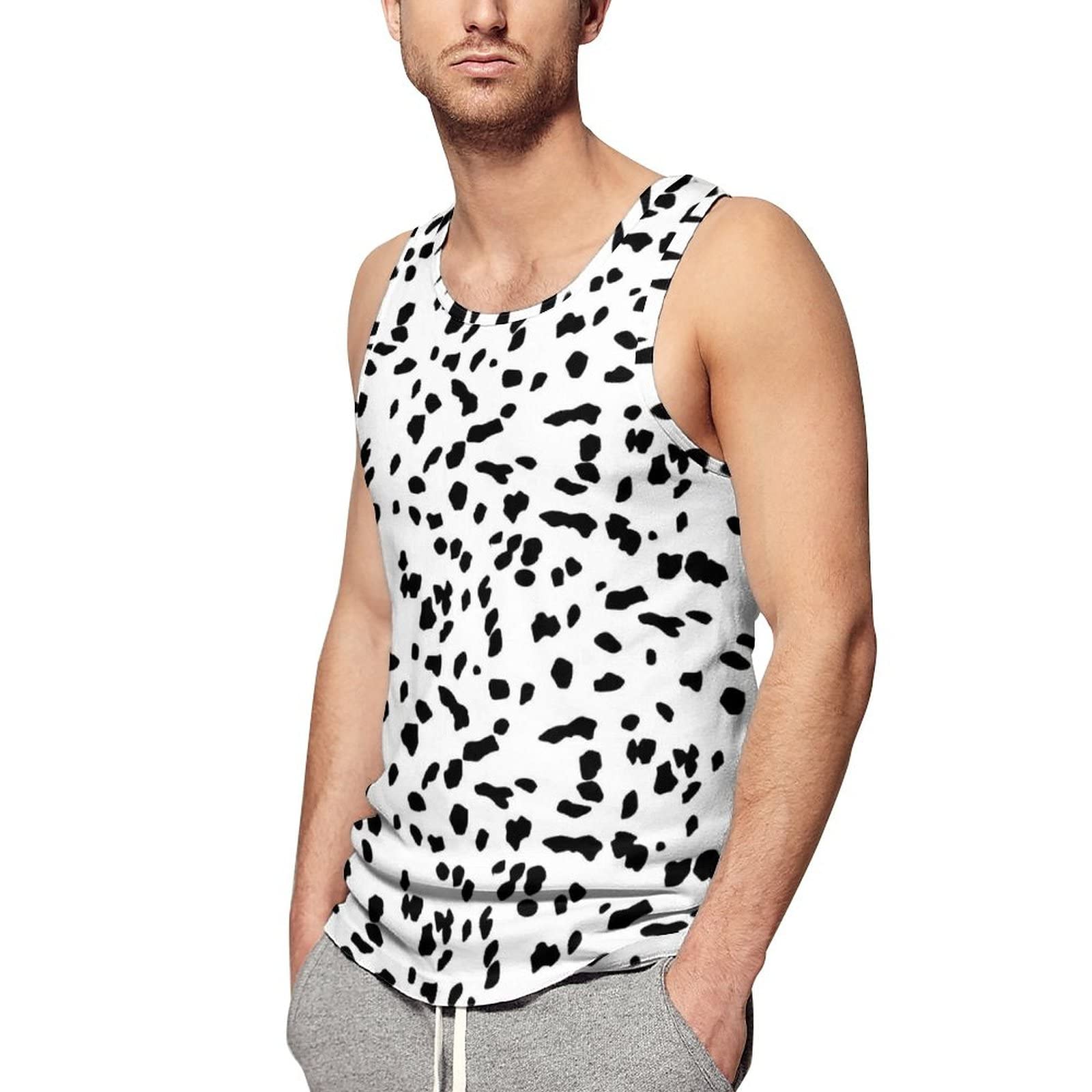 Dalmatian Print Men's Sleeveless Tank Top - Breathable Workout Shirt for Gym, Running & Summer Outdoor Activities