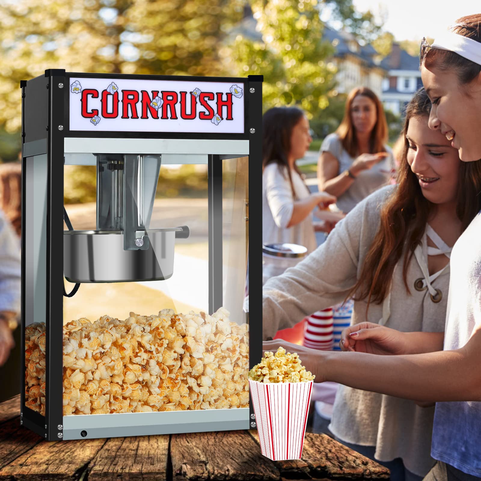 8oz Tabletop Popcorn Machine - Old Fashioned Movie Theater Style Popcorn Popper for Home, Halloween & Christmas Gifts (Black) | Perfect for Movie Nights, Parties & Family Gatherings