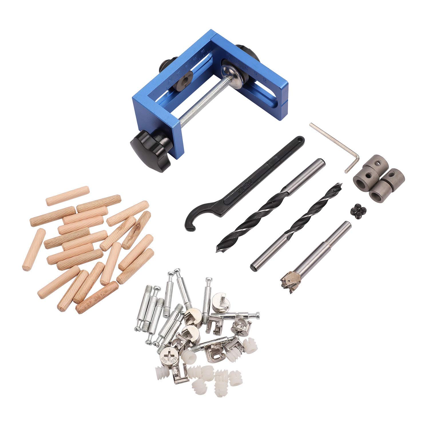 MYERZI Stainless Steel 3-in-1 Drill Guide Kit with Hole Punch, Locator & Opener - 25-60mm Woodworking Positioning Jig for Precise Drilling | Perfect for Cabinet Making, Furniture Assembly & DIY Home Projects
