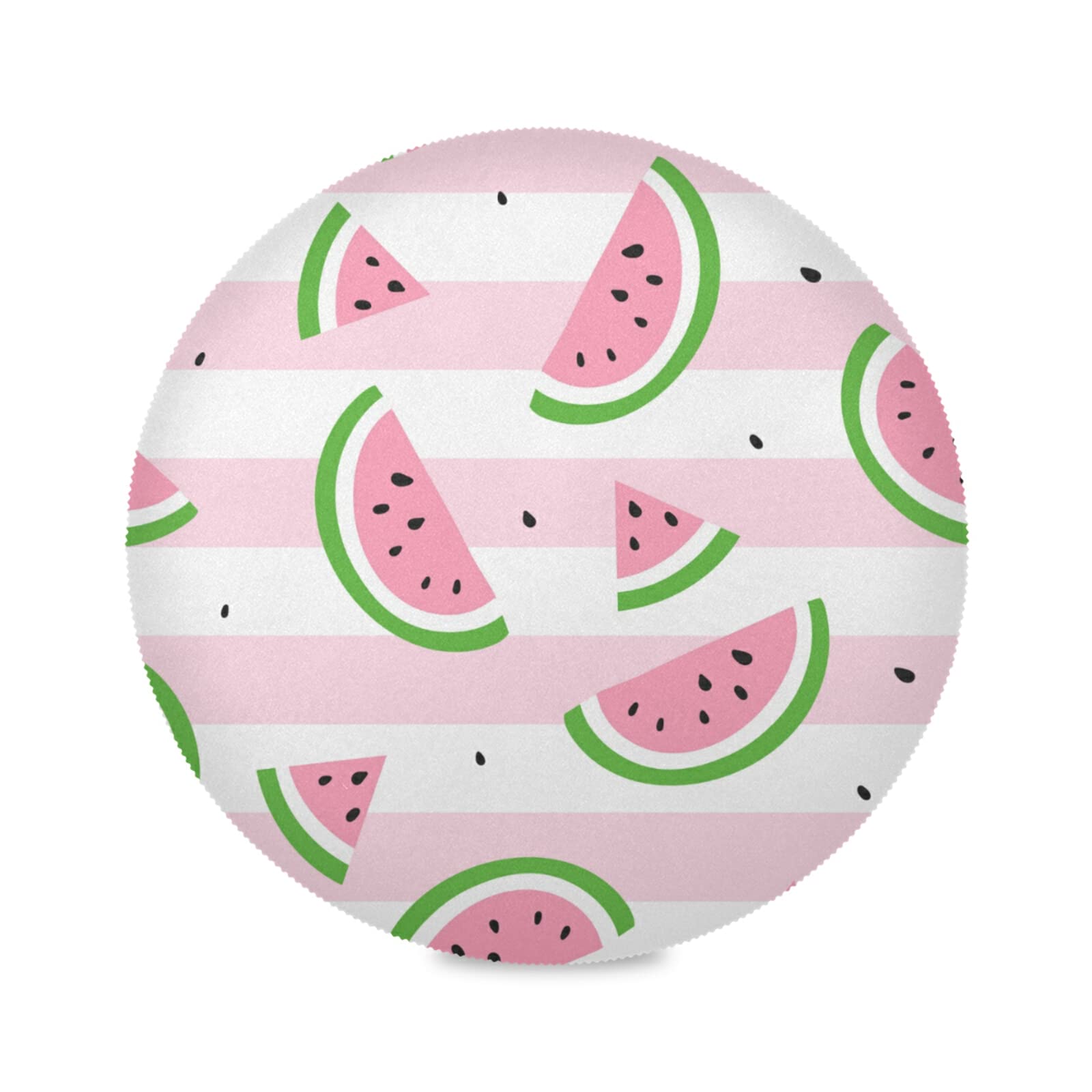 Xigua Watermelon Placemats Set of 4 - Heat-Resistant Round Table Mats for Dining & Kitchen - Washable, Stain-Resistant Pink Placemats - Perfect for Family Meals, Dinner Parties & Outdoor Picnics