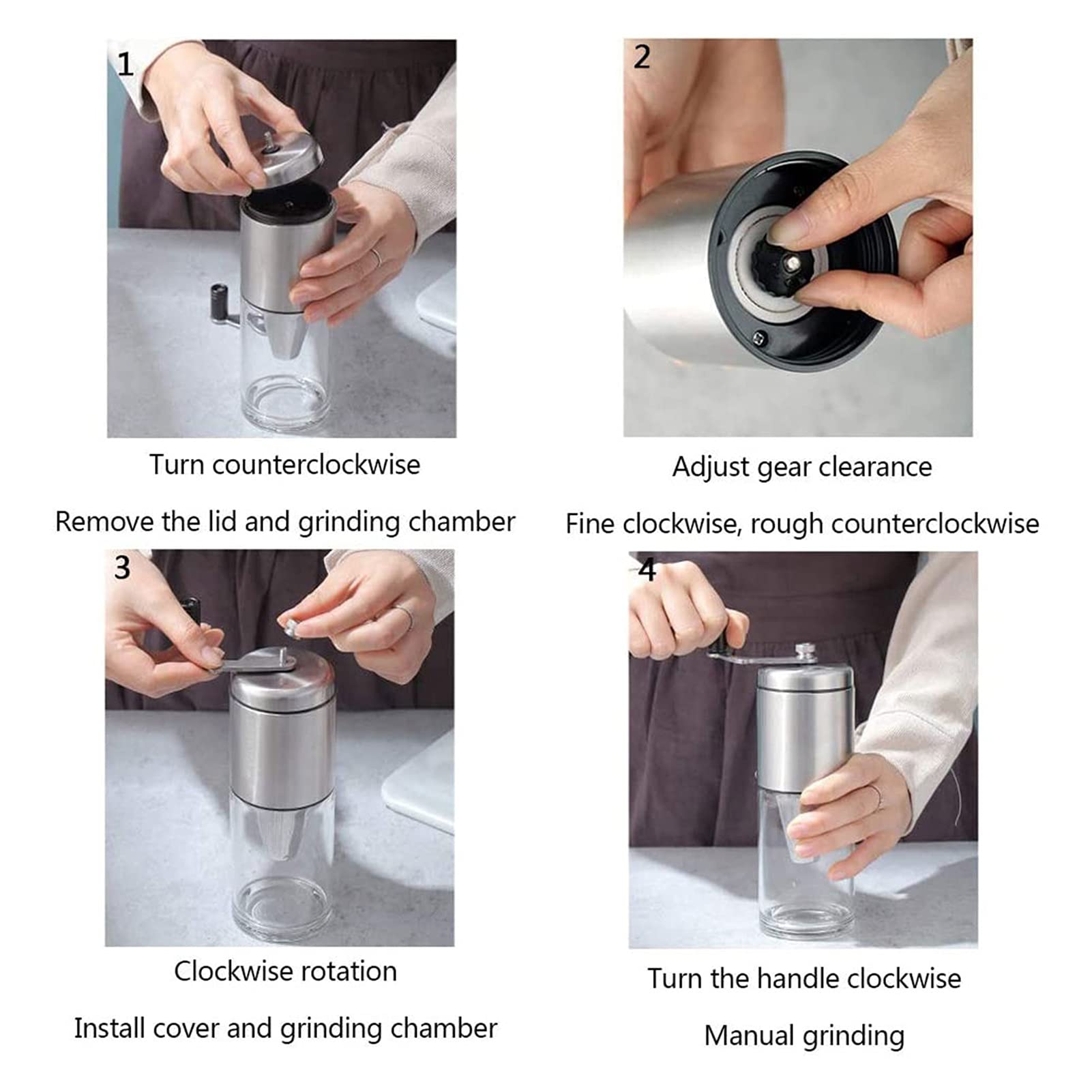 Premium Manual Coffee Grinder - Portable Hand Crank Mill with Ceramic Burr & Adjustable Coarseness, Stainless Steel Bean Grinder for Espresso, French Press | Perfect for Home Kitchen, Camping & Travel