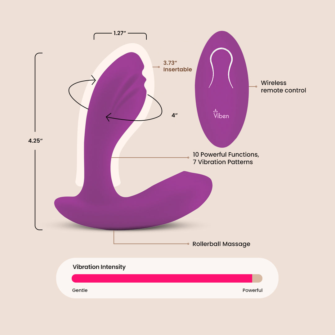 Viben Epiphany Remote Controlled Rollerball Dual Stimulation Massager - Waterproof & Rechargeable Personal Massager for Couples & Solo Use | Perfect for Relaxation, Stress Relief & Intimate Moments
