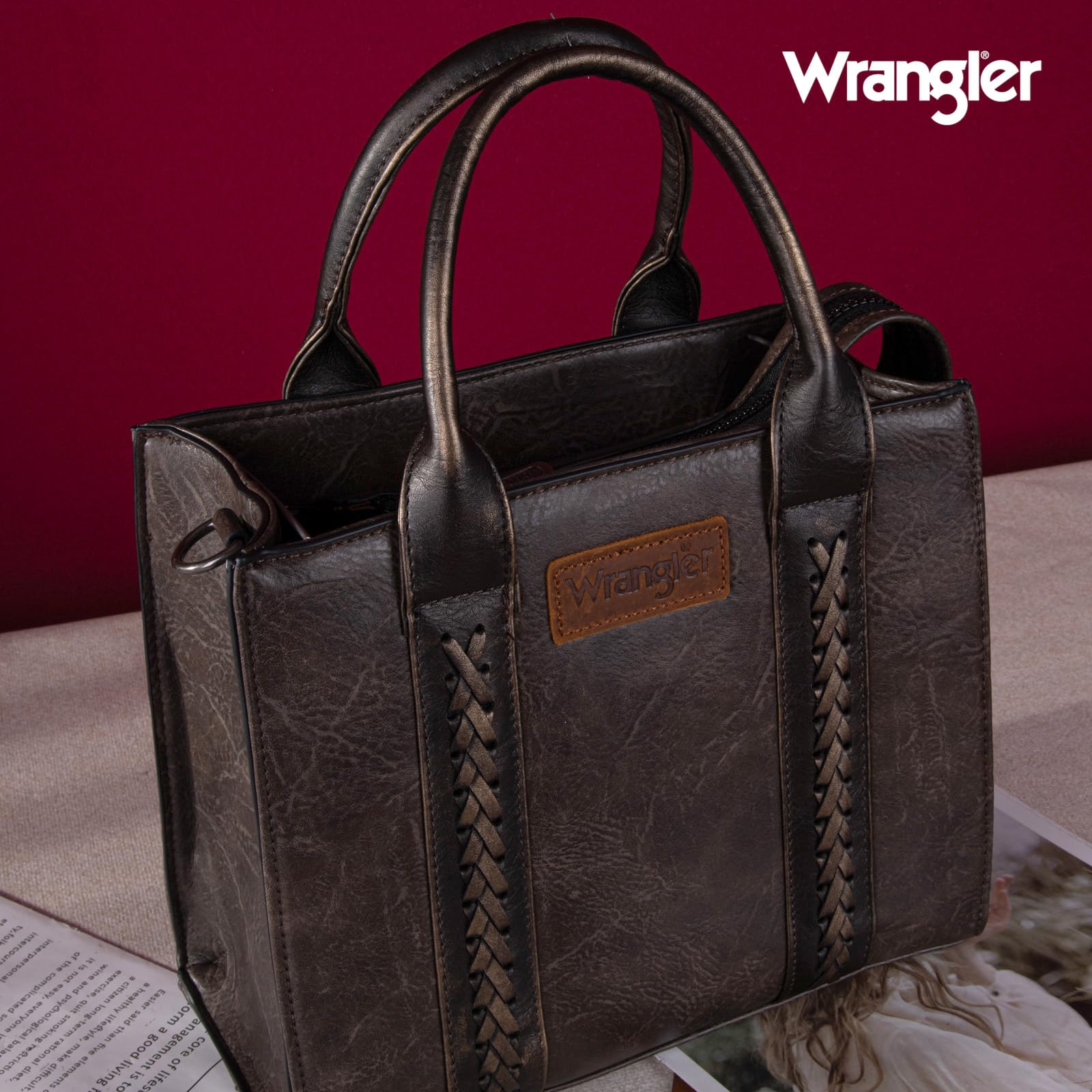 Wrangler Women's Tote Bag with Adjustable Strap - Stylish Top Handle Handbag & Purse for Work, Travel & Daily Use