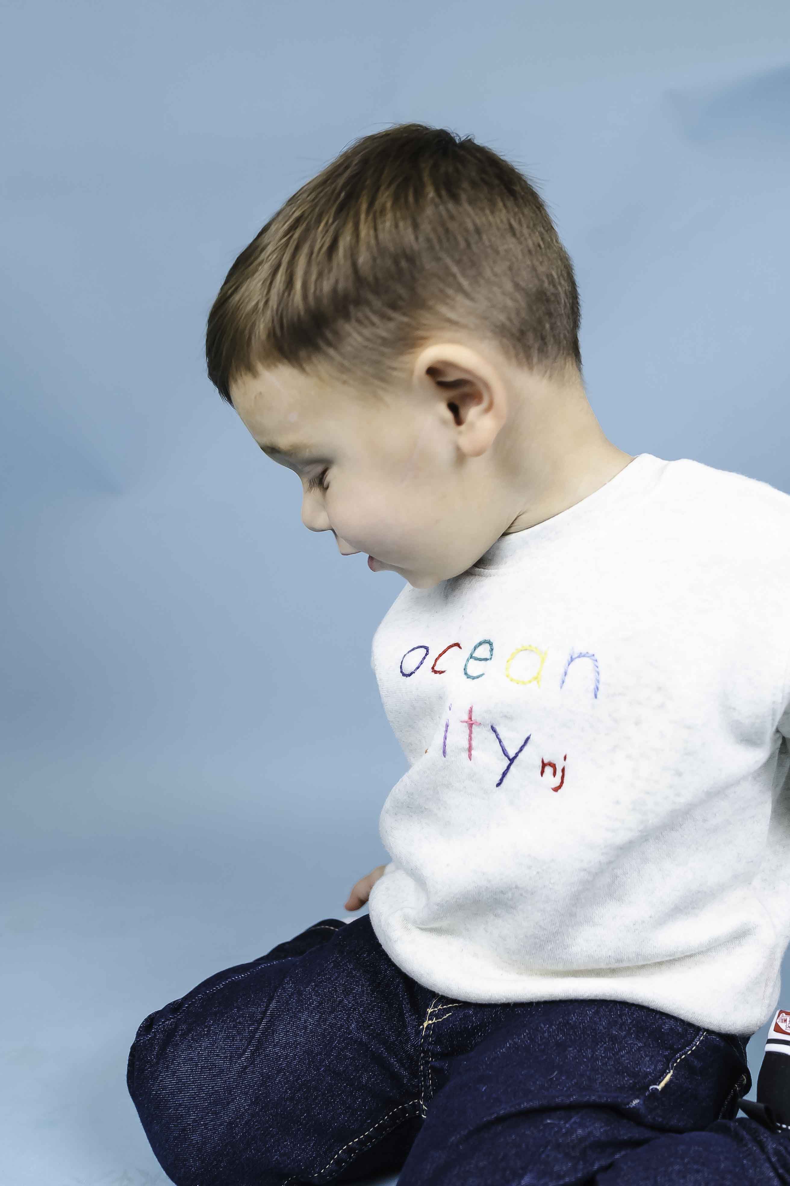 OCNJ Embroidered Cream Sweatshirt for Toddlers - Unisex Pullover Hoodie for Boys & Girls - Perfect for Beach Trips & Casual Outings
