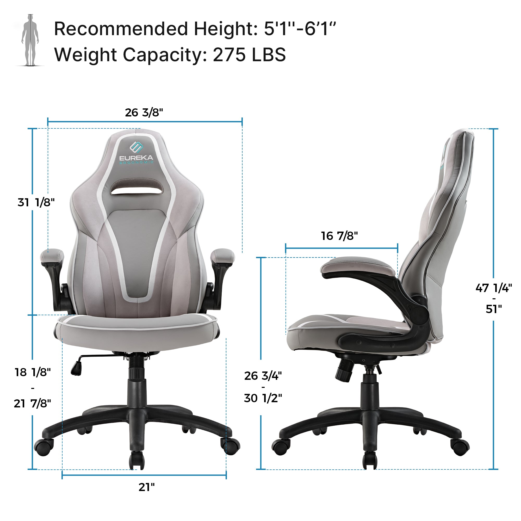 Vortex Ergonomic Gaming Chair with Lumbar Support - Adjustable Height & Swivel for PC, Office, and Home Use - Comfortable for Long Gaming Sessions & Work